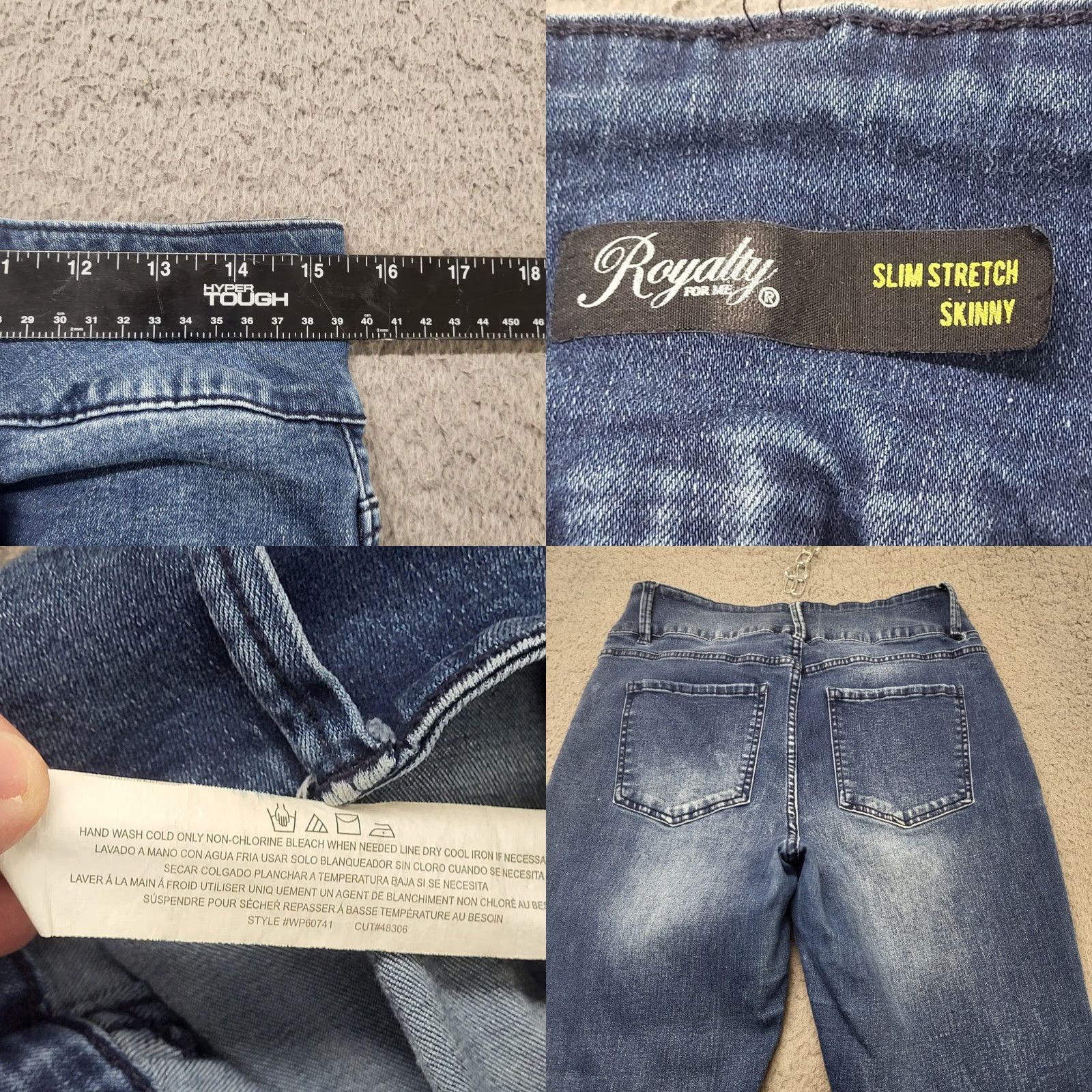 Vintage Royalty For Me Jeans Women’s Slim Stretch Skinny High Rise Distressed 14 Blue Denim Classic 5-Pocket Women Royalty For Me Jeans for Women Size 36" / US 14 / IT 50 - 8 Thumbnail