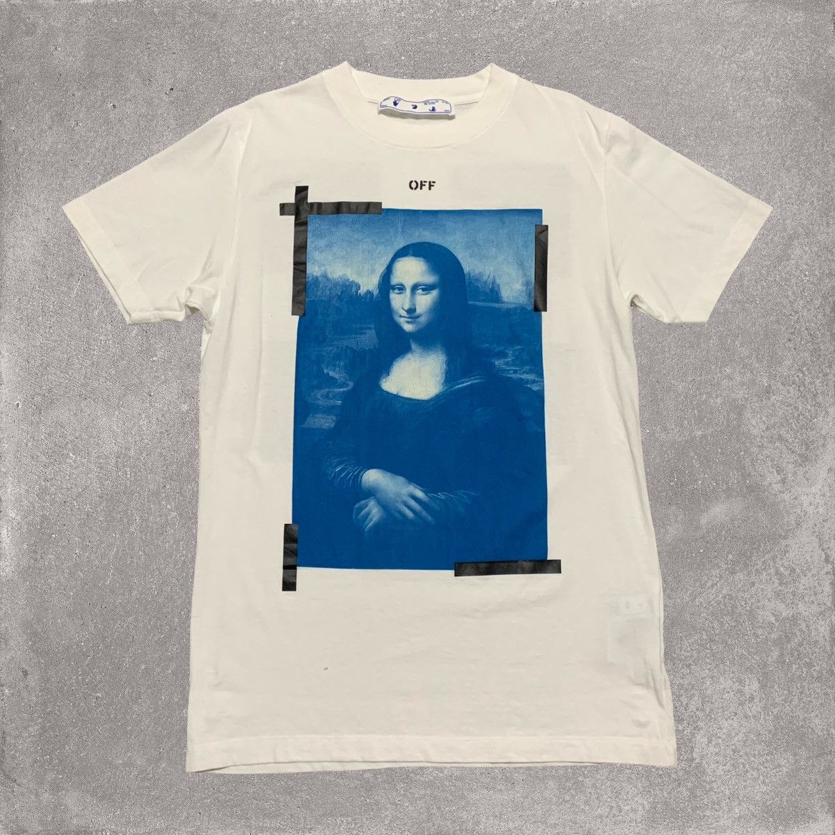 image of Off White Small Mona Lisa Arrows White Tee Virgil Abloh, Men's