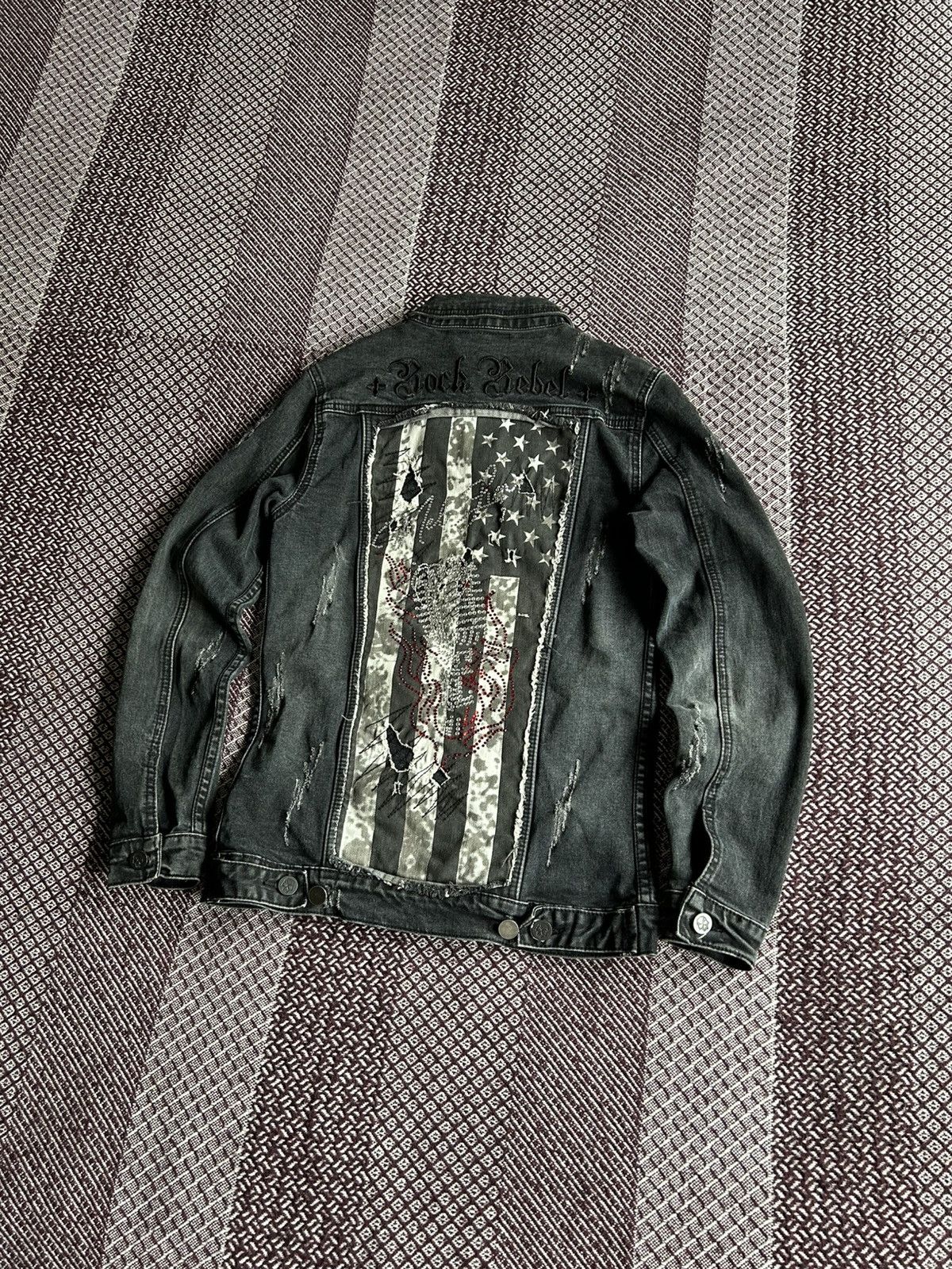 Rock Revival Rock Rebel Denim Jacket Big Print USA Flag Women Size Small Size S / US 4 / IT 40 - 3 Thumbnail