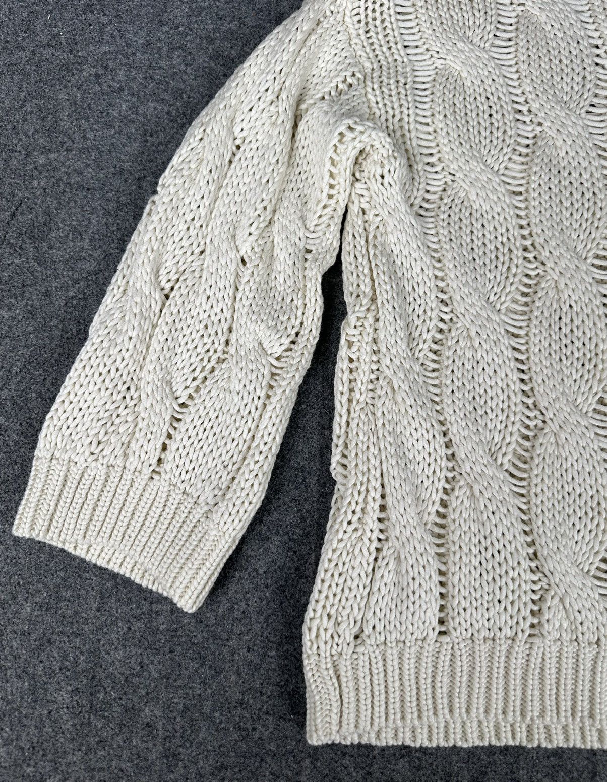 Brunello Cucinelli Brunello Cucinelli - Cable Knit Sweater - Off White Color Size L / US 10 / IT 46 - 6 Thumbnail