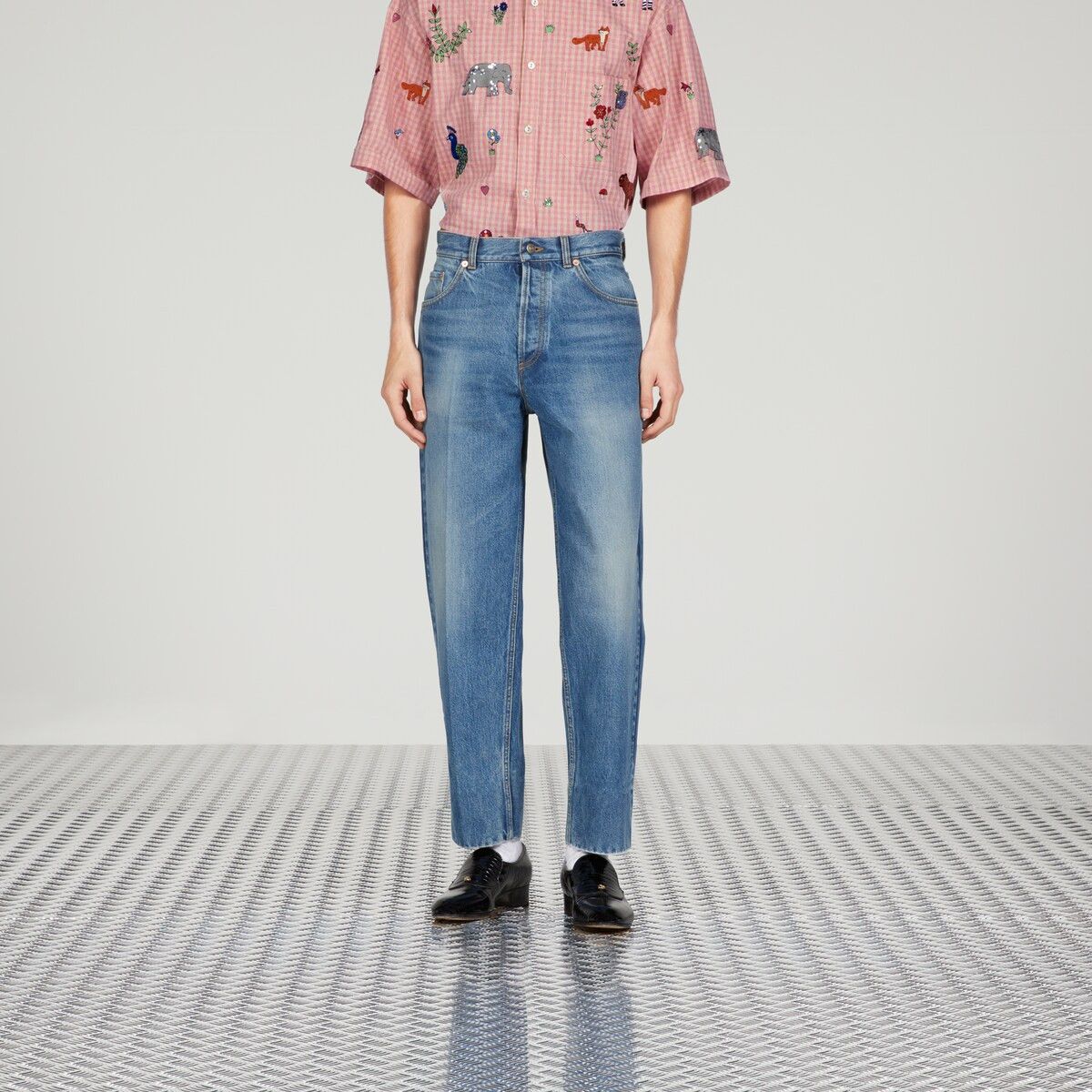 Gucci 32 - Gucci Washed Organic Denim Pant Label Jeans Tapered Size US 32 / EU 48 - 2 Thumbnail