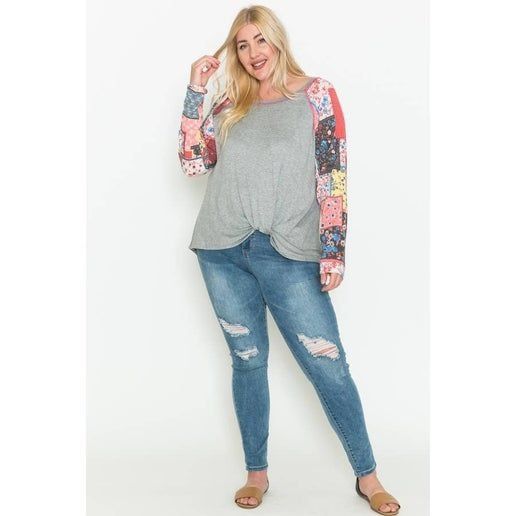 Other Plus Size Colorful Patchwork Long Sleeve Top 3X Size 3XL / US 20-22 - 1 Thumbnail