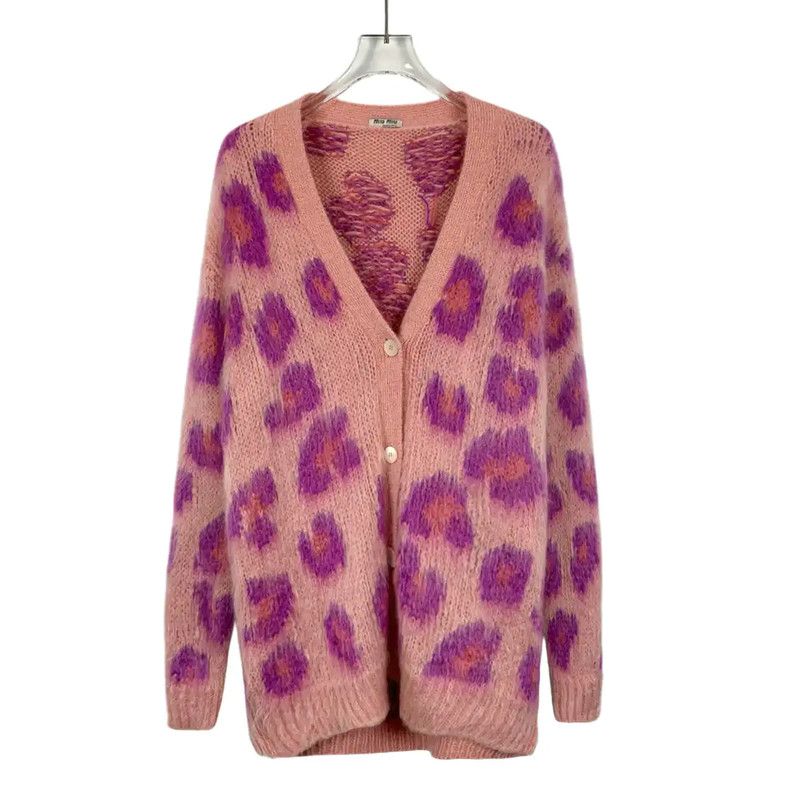 Miu Miu Miu Miu Pink Mohair Cardigan for Women 0089 Size XS / US 0-2 / IT 36-38 - 1 Thumbnail