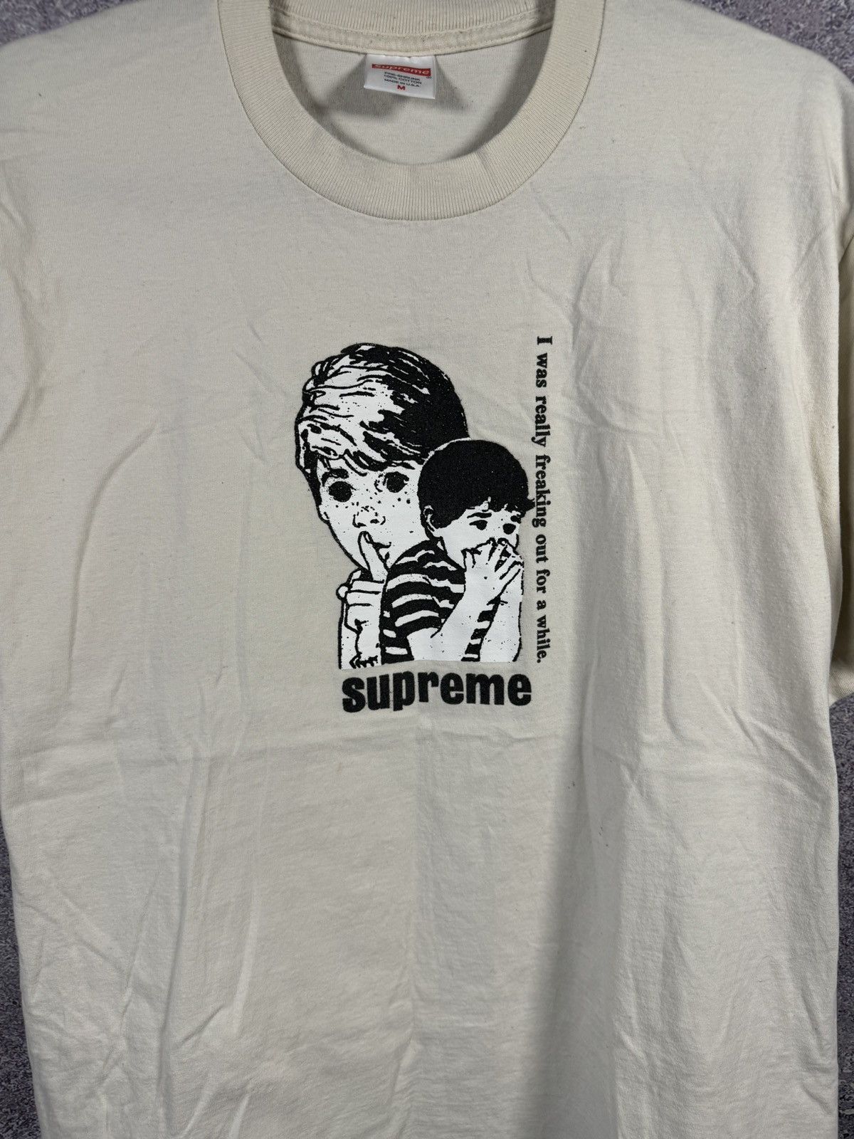 Supreme × Vintage Supreme Freaking Out Tee Beige Medium Authentic Streetwear Size US M / EU 48-50 / 2 - 4 Thumbnail