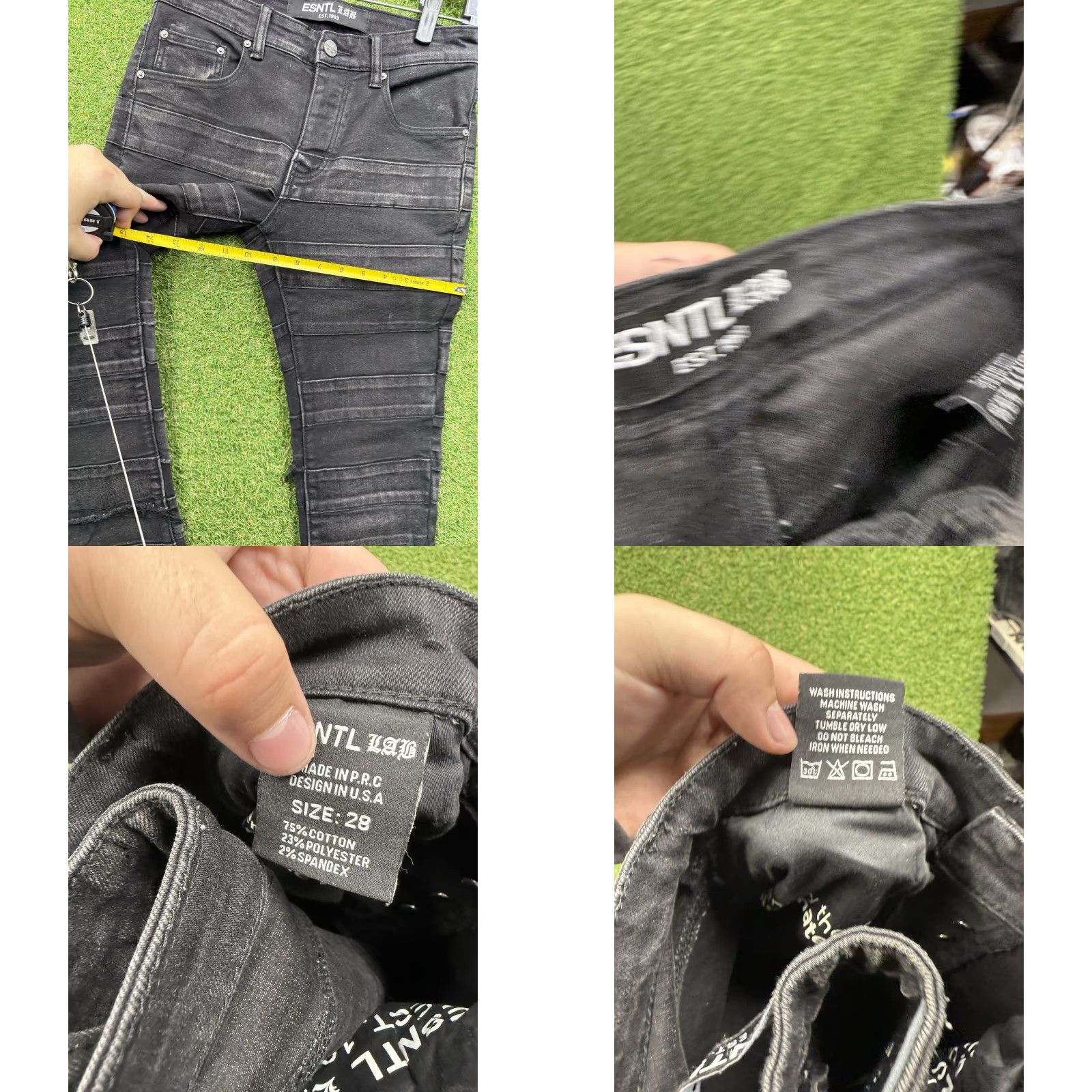 Denime H.Esntls Jeans Slim Jeans 28 Black Denim Skinny Ripped Grunge 28x34 Mens Size US 28 / EU 44 - 8 Thumbnail