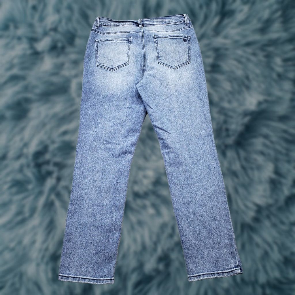 Denime DG2 Faded Whiskered Straight Leg Jeans Women's 10 Blue Denim Light Wash Jeans Size 32" / US 10 / IT 46 - 1 Thumbnail