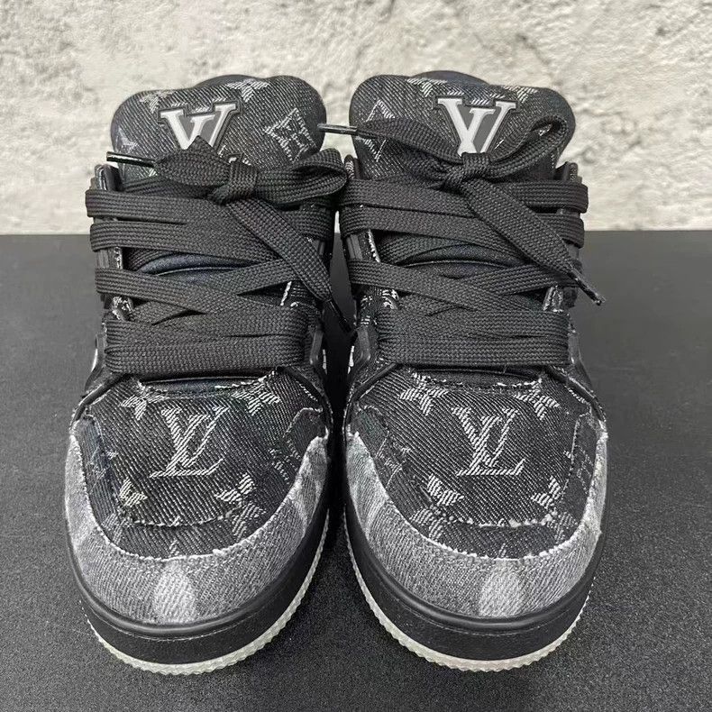 Louis Vuitton Louis Vuitton LV Trainer Black Denim Sneakers -2505 Size US 5 / EU 37 - 6 Thumbnail