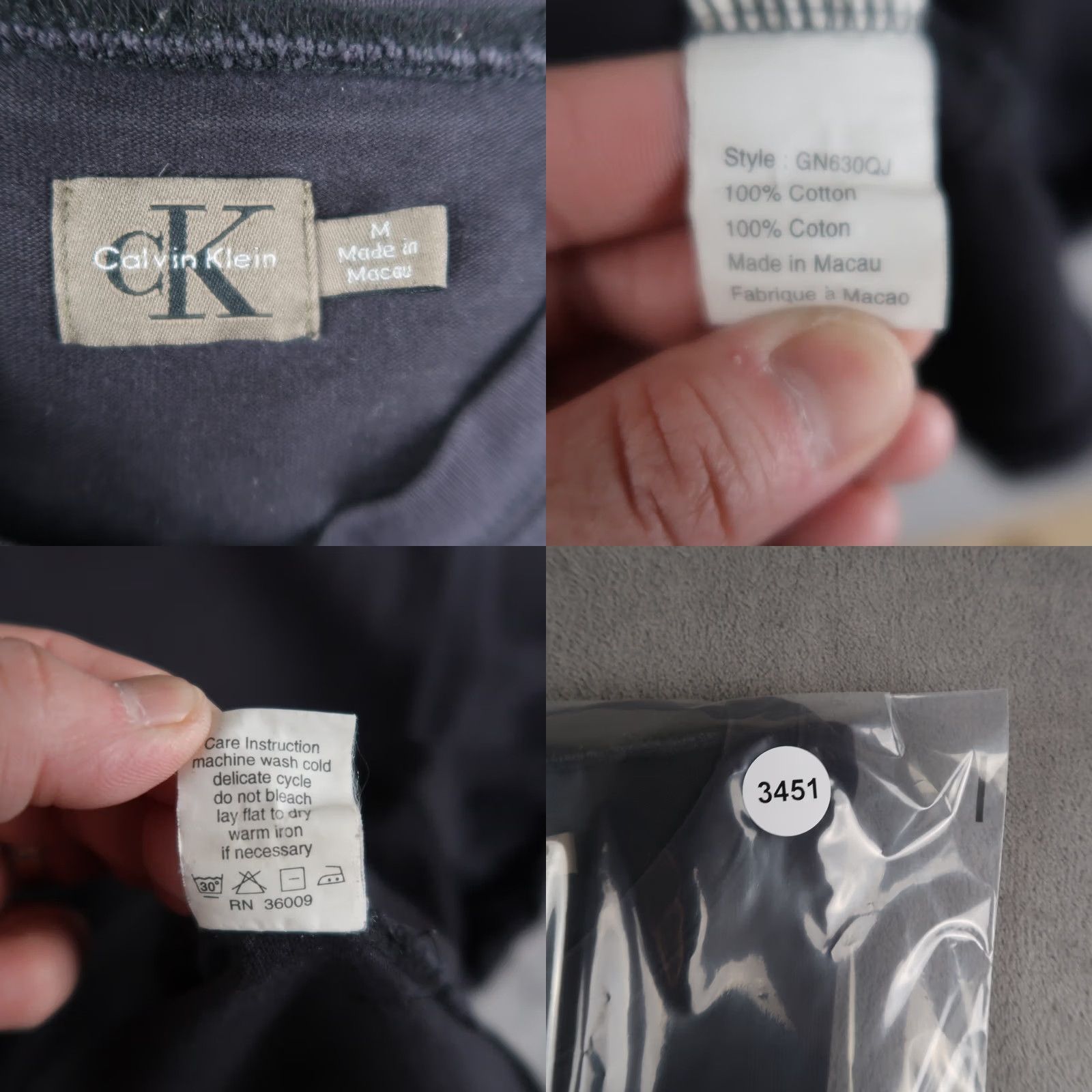 Calvin Klein Calvin Klein T-Shirt Men's Faded Black Long Sleeve V-Neck M Medium Shirt Size US M / EU 48-50 / 2 - 8 Thumbnail