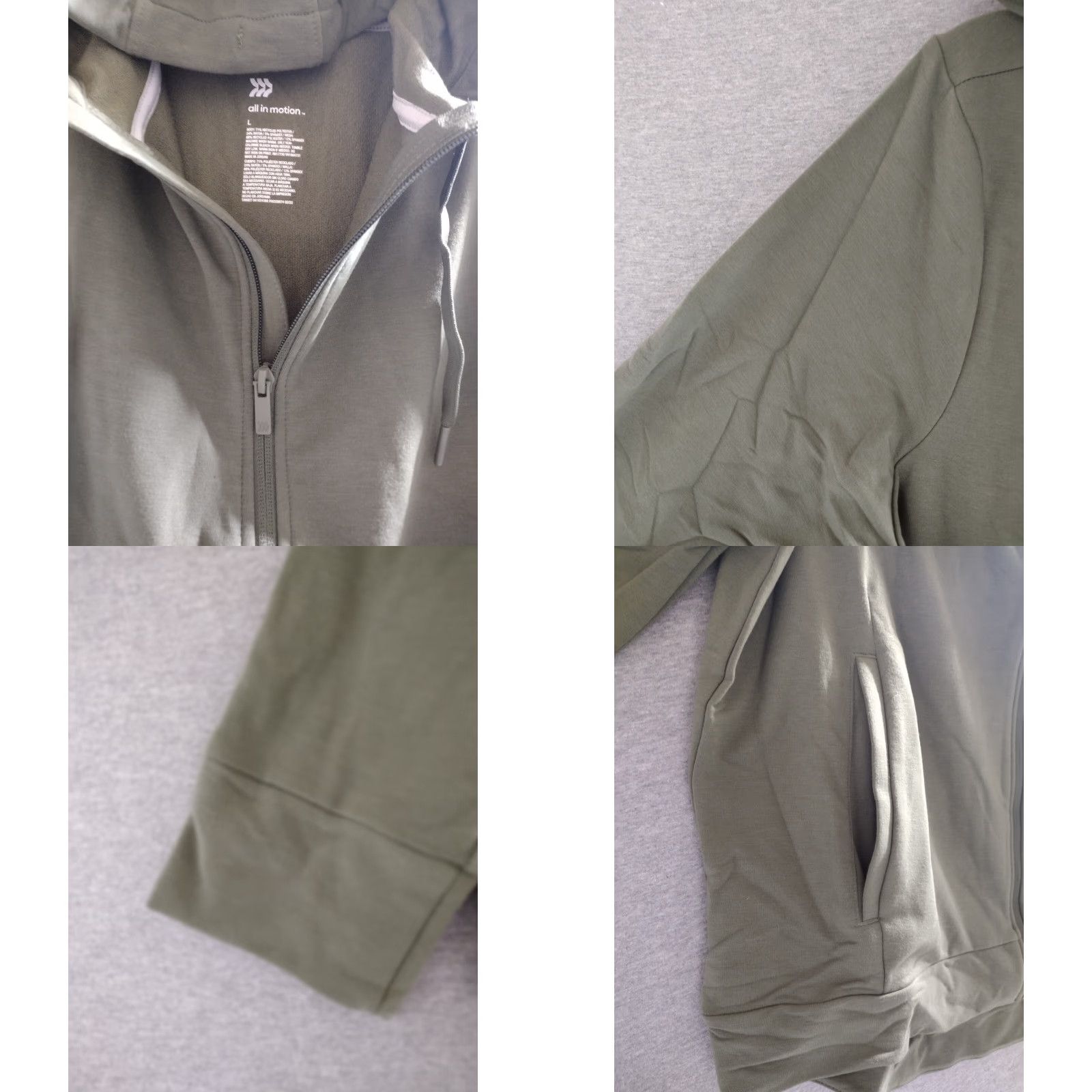 Vintage All In Motion Women’s Fleece Full Zip Hoodie Olive Green L Hoodie Women Full Zip Athletic Fleece Jacket Size L / US 10 / IT 46 - 8 Thumbnail