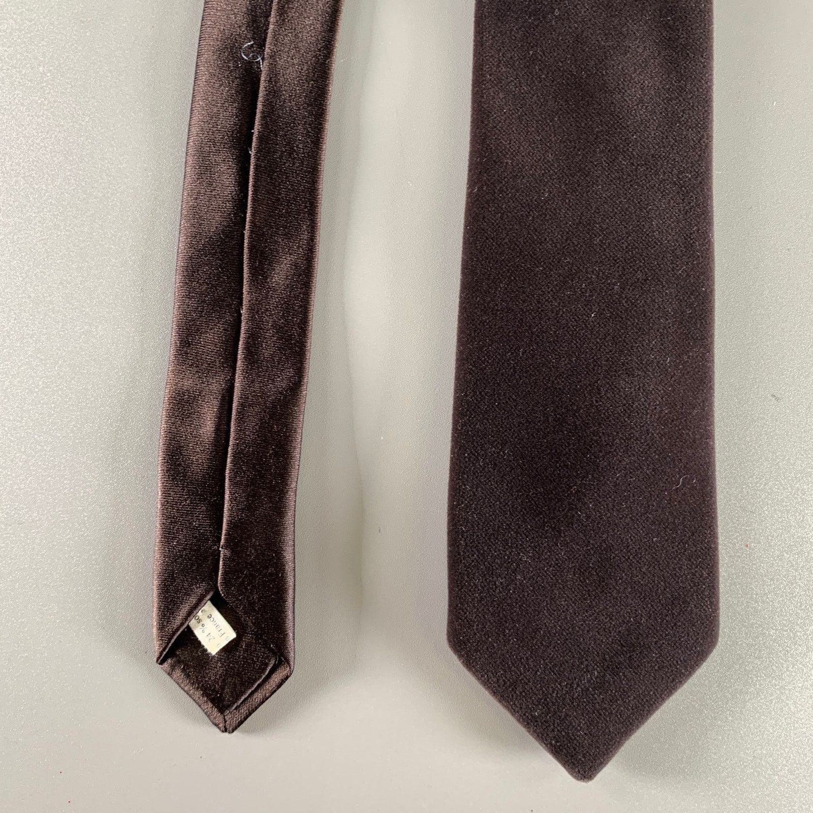Lanvin LANVIN Brown Velvet Cotton Silk Tie Size ONE SIZE - 1 Thumbnail