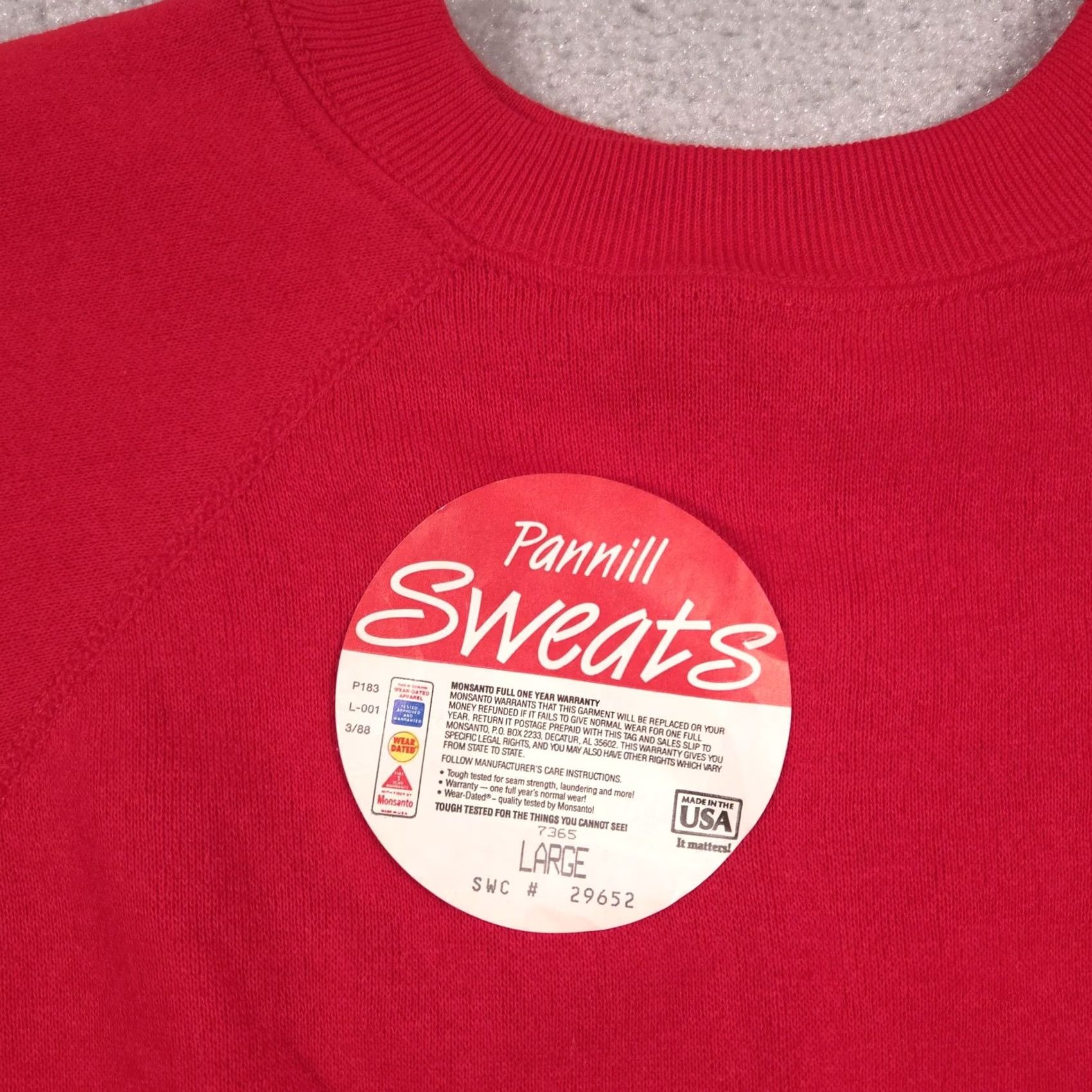 Vintage Pannill Sweatshirt Mens Large Red Crewneck Raglan Made in USA Blank 50/50 NWT Size US L / EU 52-54 / 3 - 4 Thumbnail