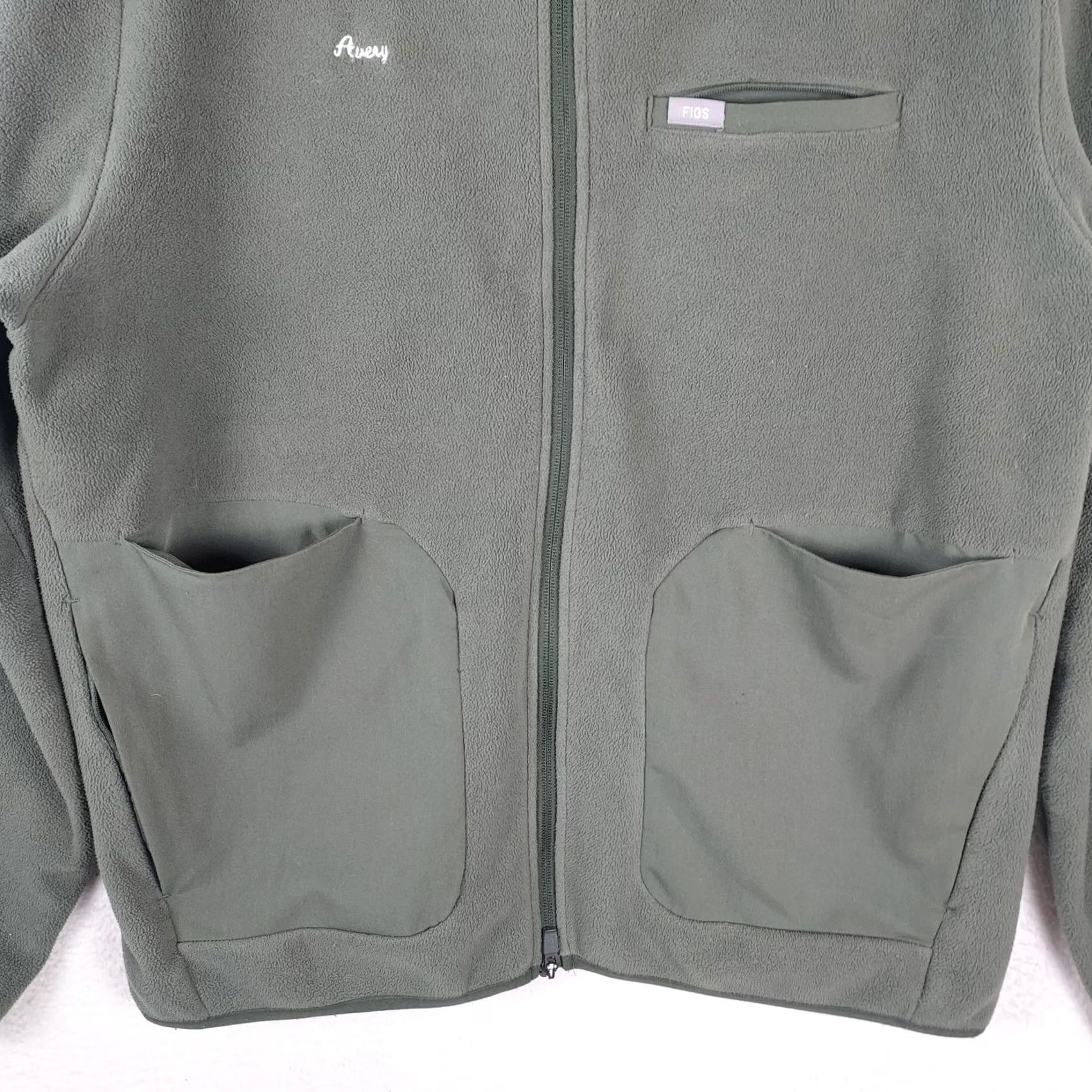 Layer 8 FIGS Womens 2XL Green Full Zip Fleece Jacket Medical Scrub Layer | Solid Polyester Womens Size XXL / US 16-18 / IT 52-54 - 3 Thumbnail