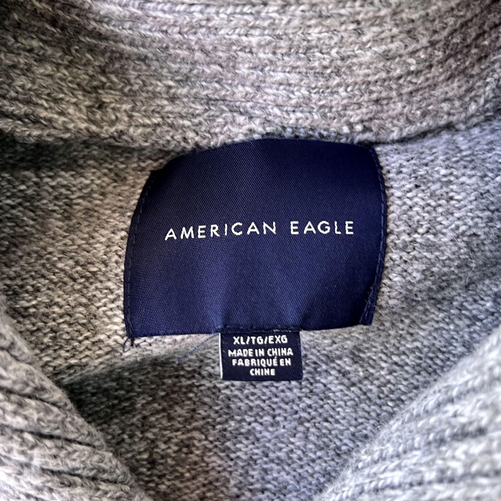 American Eagle Outfitters VINTAGE American Eagle Sweater Mens XL Gray Shawl Collar Fair Isle Nordic Pullover Knit Size US XL / EU 56 / 4 - 3 Thumbnail