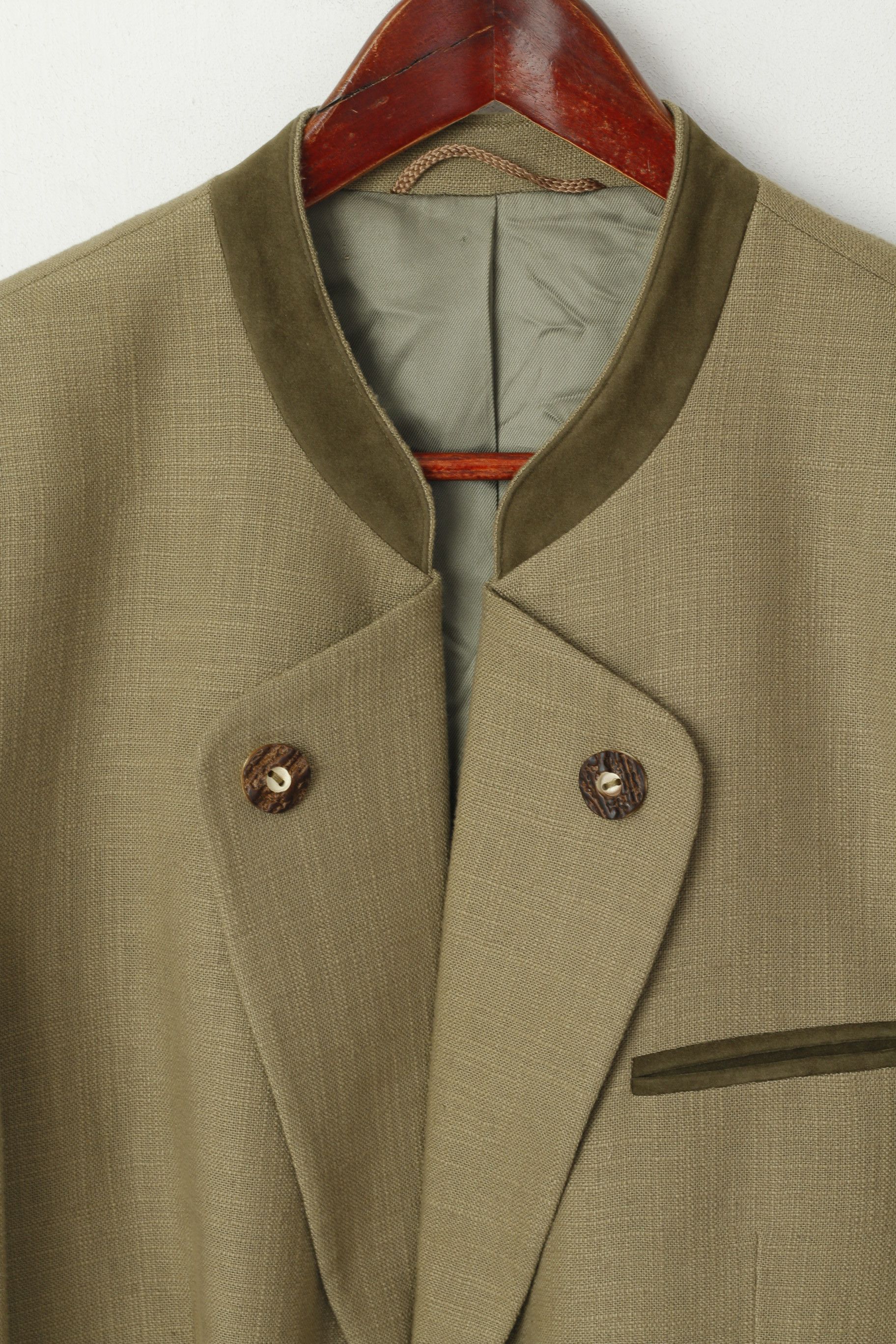 Vintage Walbusch Men 25 40 Blazer Green Linen Blend Tyrol 5072 Size 40R - 3 Thumbnail