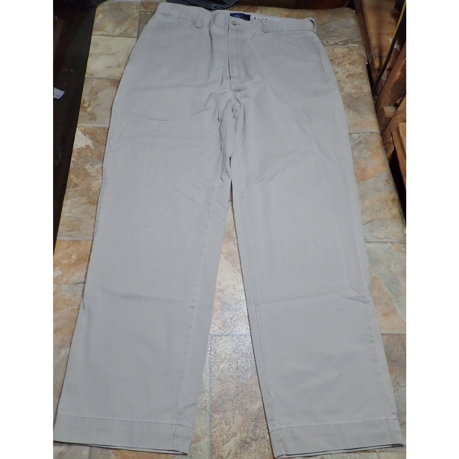 Polo Ralph Lauren VINTAGE Polo Ralph Lauren Men’s Dress/Casual Pants Flat Front Regular Fit 36x29 Khaki Gray Cotton Blend Men's Size US M / EU 48-50 / 2 - 3 Thumbnail