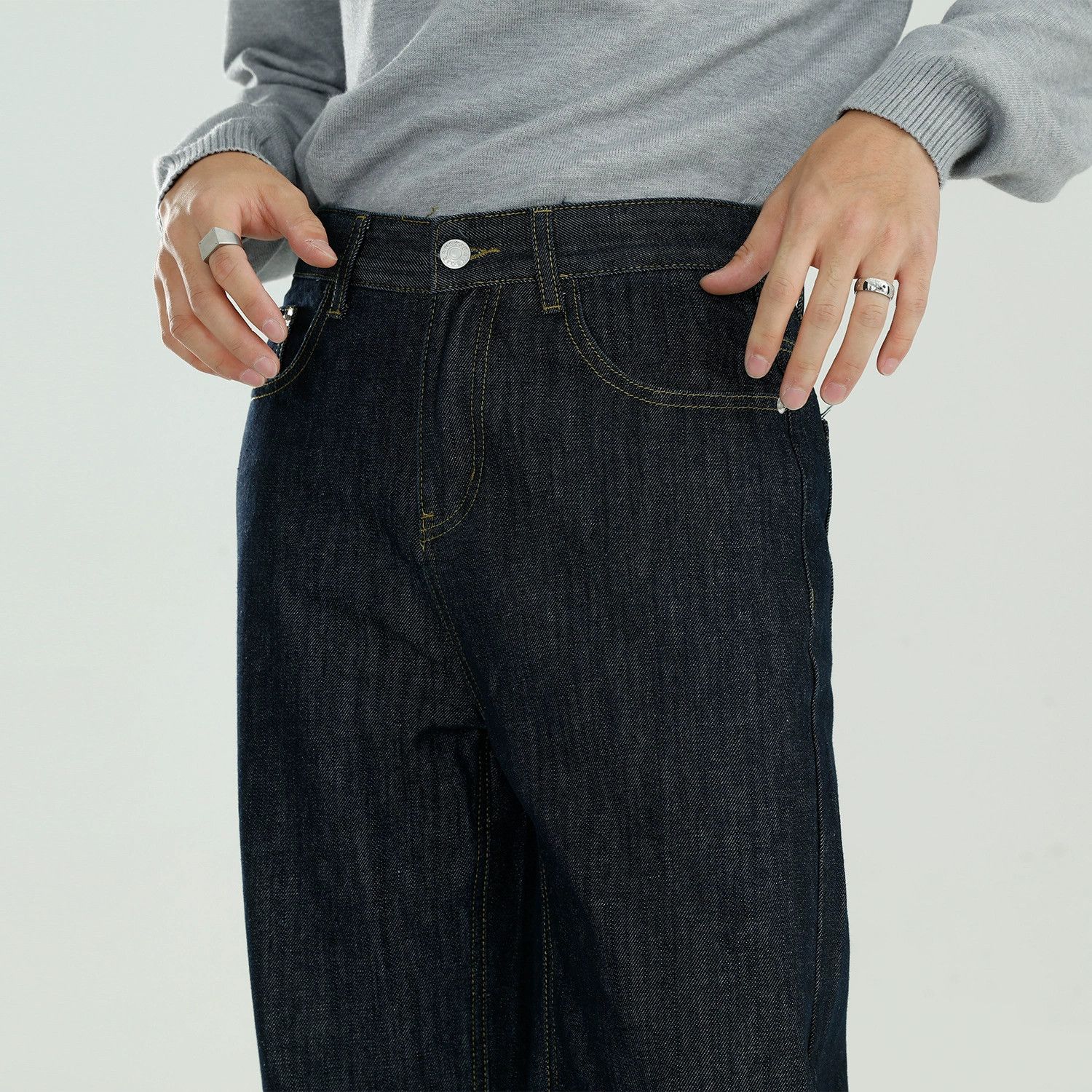 Jean Japanese black all-match loose drape straight jeans Size US 32 / EU 48 - 4 Thumbnail