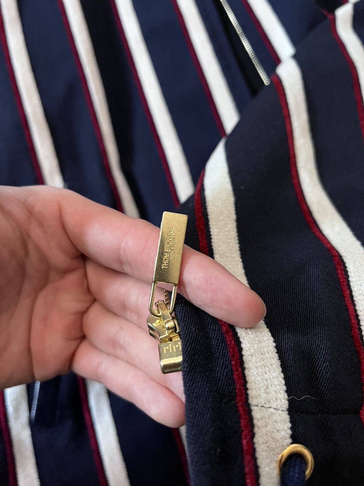 Thom Browne Thom Browne striped jacket cotton wool navy white red Size US L / EU 52-54 / 3 - 9 Thumbnail