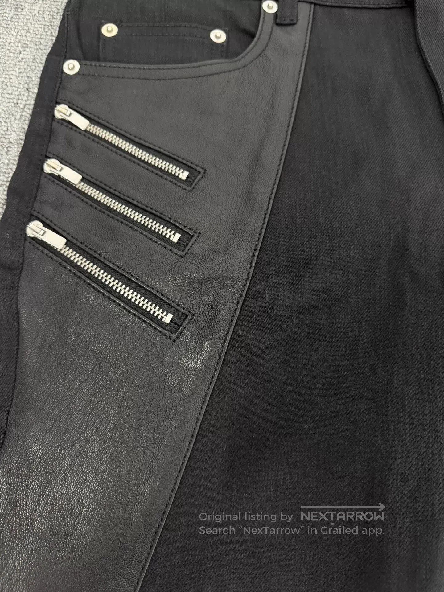 Saint Laurent Paris Black Denim Pants with Leather Panels and Zippers. Size US 32 / EU 48 - 4 Thumbnail