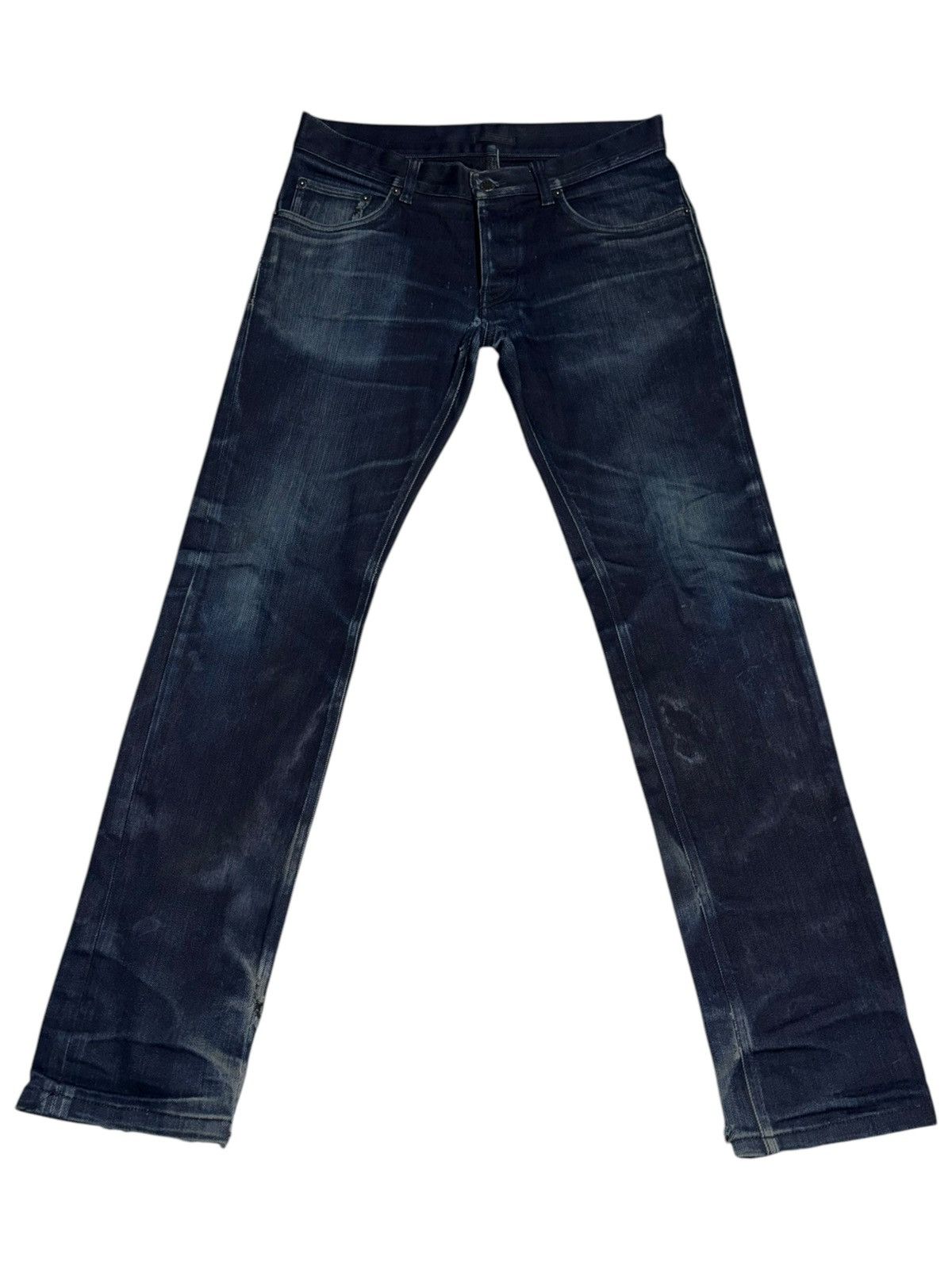 Prada Milano Jeans Distressed Dark Wash Denim Pants Navy