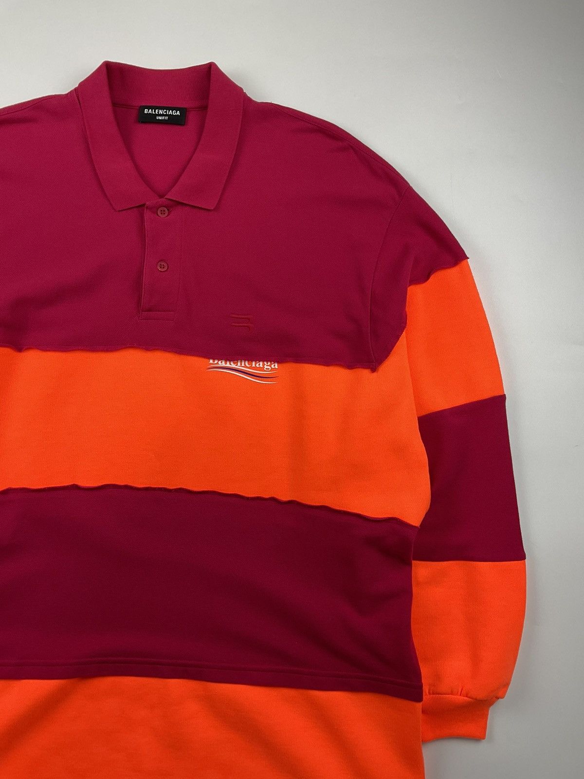 Balenciaga Balenciaga Patchwork Oversized Long Sleeve Polo Shirt Size US XS / EU 42 / 0 - 6 Thumbnail