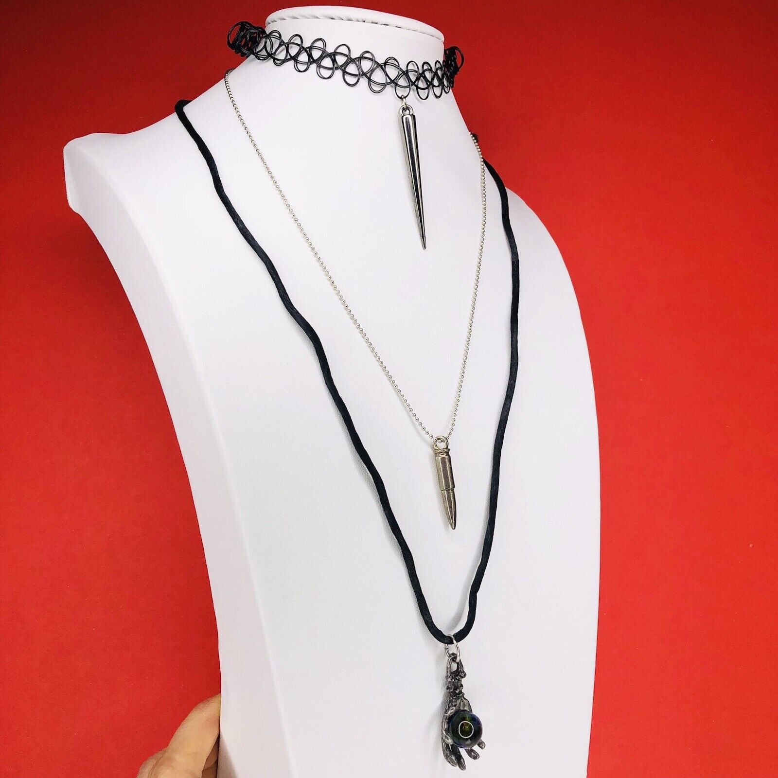Other Lot of 3 Whimsigoth Necklace Choker Black Rope Cord Handball Size ONE SIZE - 6 Thumbnail