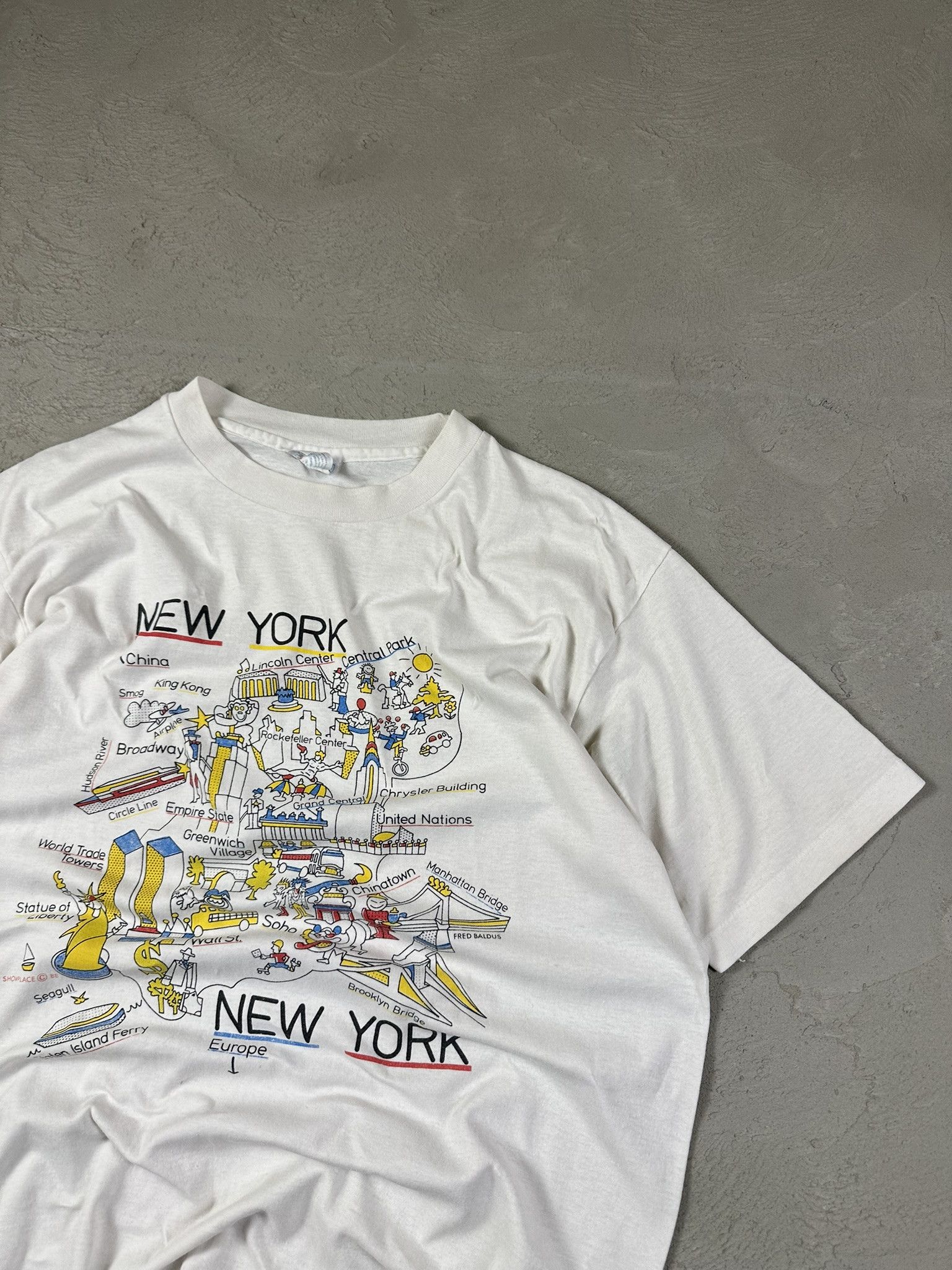 Hanes 80s Vintage New York City Map Graphic Singlestitch T-shirt Size US L / EU 52-54 / 3 - 7 Thumbnail