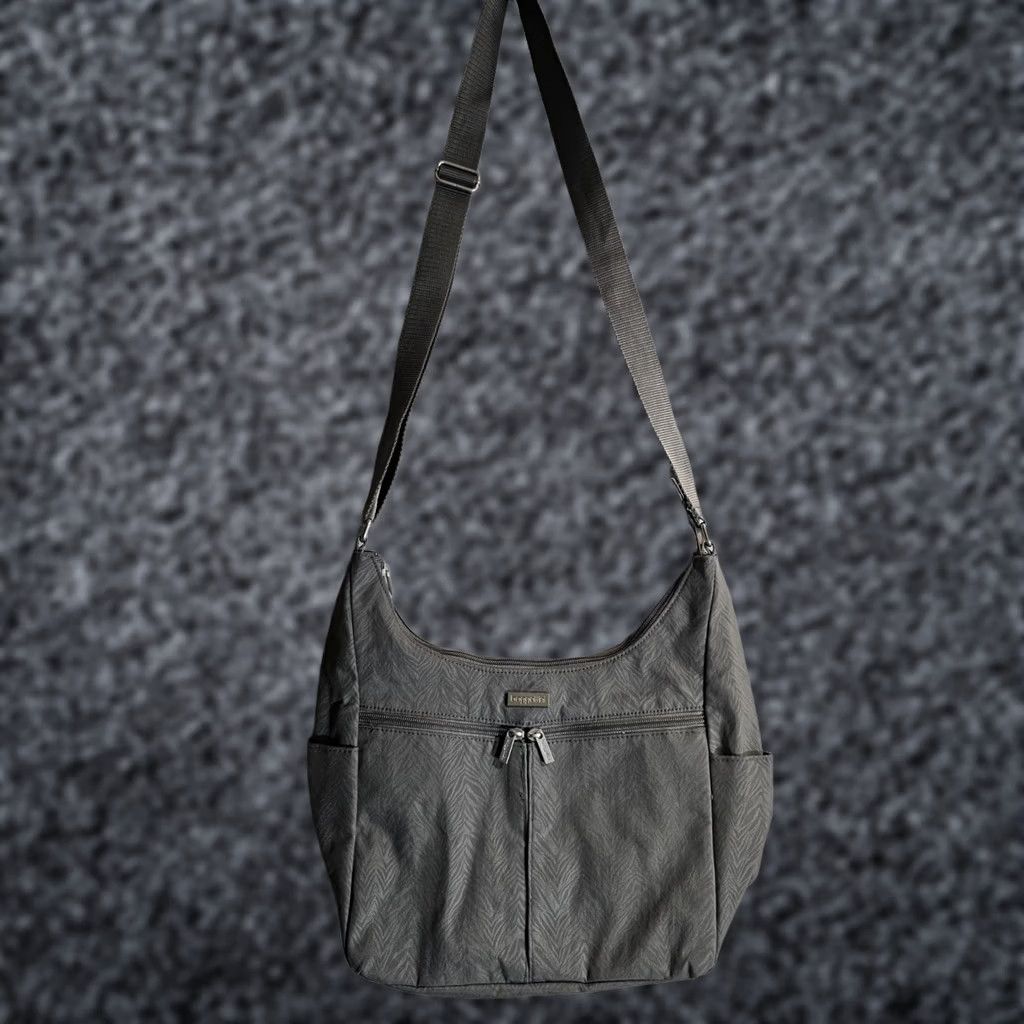 Vintage Baggallini Crossbody Bag Purse Nylon Black Signature Sliver Hardware Pockets 8x10x2in Medium Womens Size ONE SIZE - 1 Thumbnail