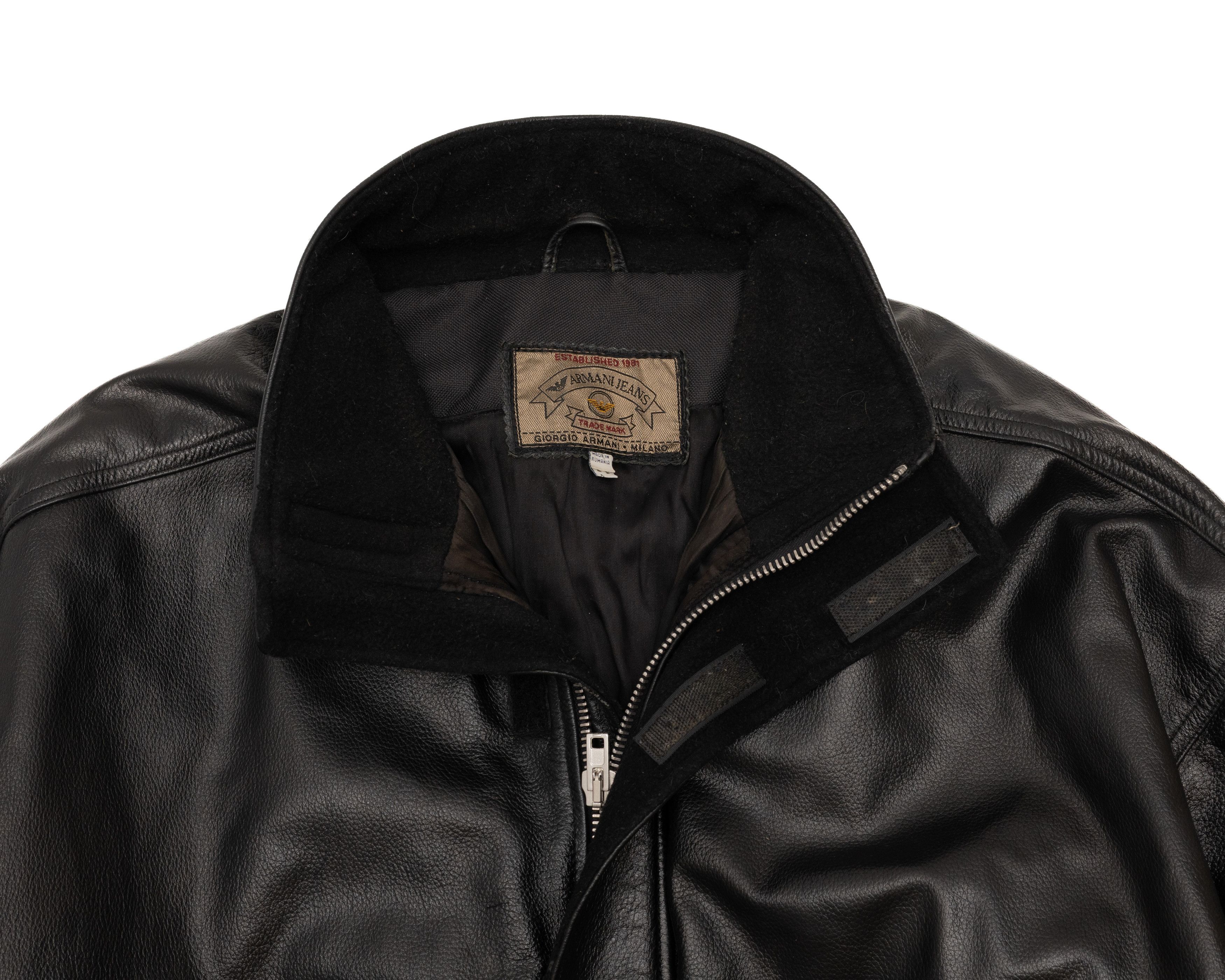 Giorgio Armani *No Tariff* ARMANI JEANS Rare Vintage 90s Leather Parka Size US L / EU 52-54 / 3 - 4 Thumbnail