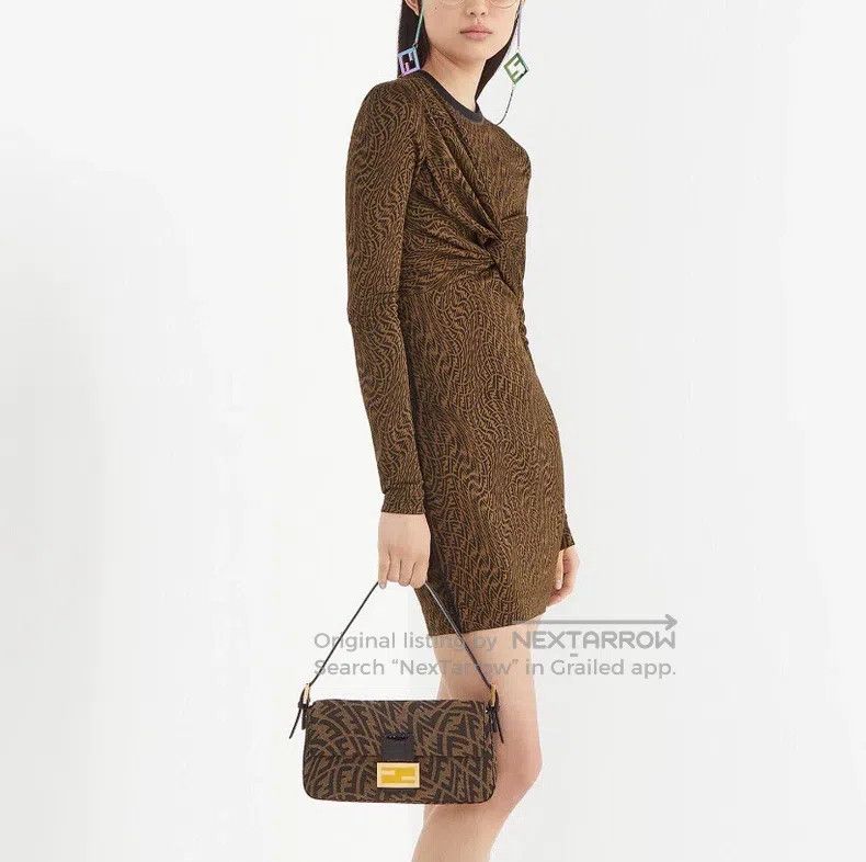 Fendi Fendi Deep brown logo jacquard full print round neck long Size XXS / US 00 / IT 34 - 9 Thumbnail