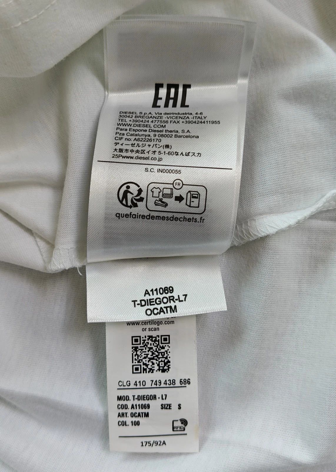 Diesel DIESEL White T-shirt with DSL 78 Denim print T 4170 Size US S / EU 44-46 / 1 - 8 Thumbnail