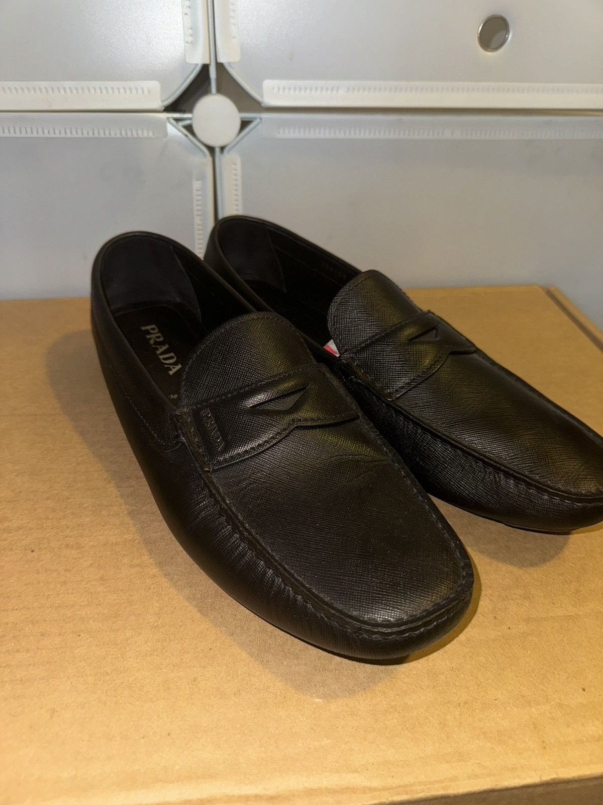 Prada Prada Black Saffiano Men's Penny Driving Loafer Size US 13 / EU 46 - 2 Thumbnail