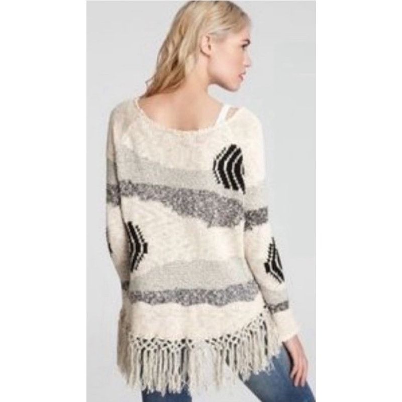 Free People Free People Patchwork Landscape Boho Fringe Sweater, S Size S / US 4 / IT 40 - 2 Thumbnail