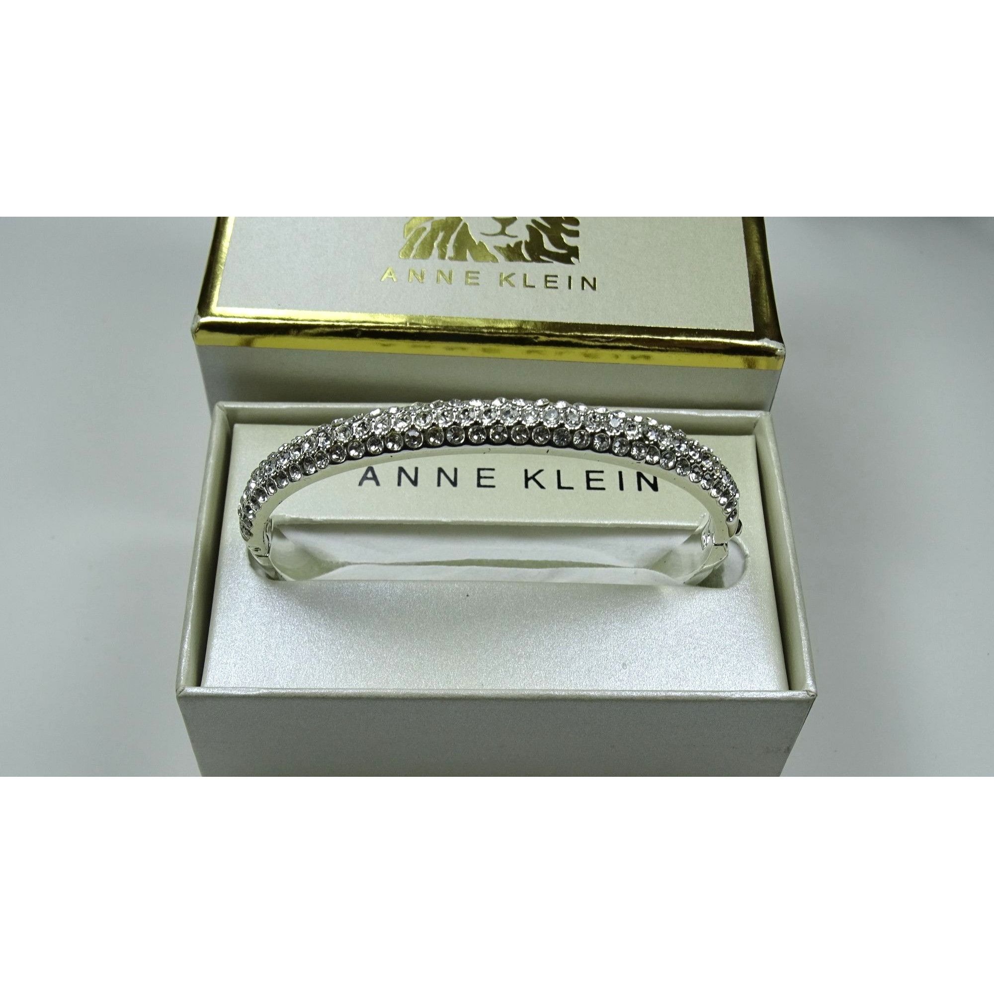 Anne Klein Anne Klein Silver-Tone Crystal Bangle Bracelet With Gift Box Size ONE SIZE - 3 Thumbnail