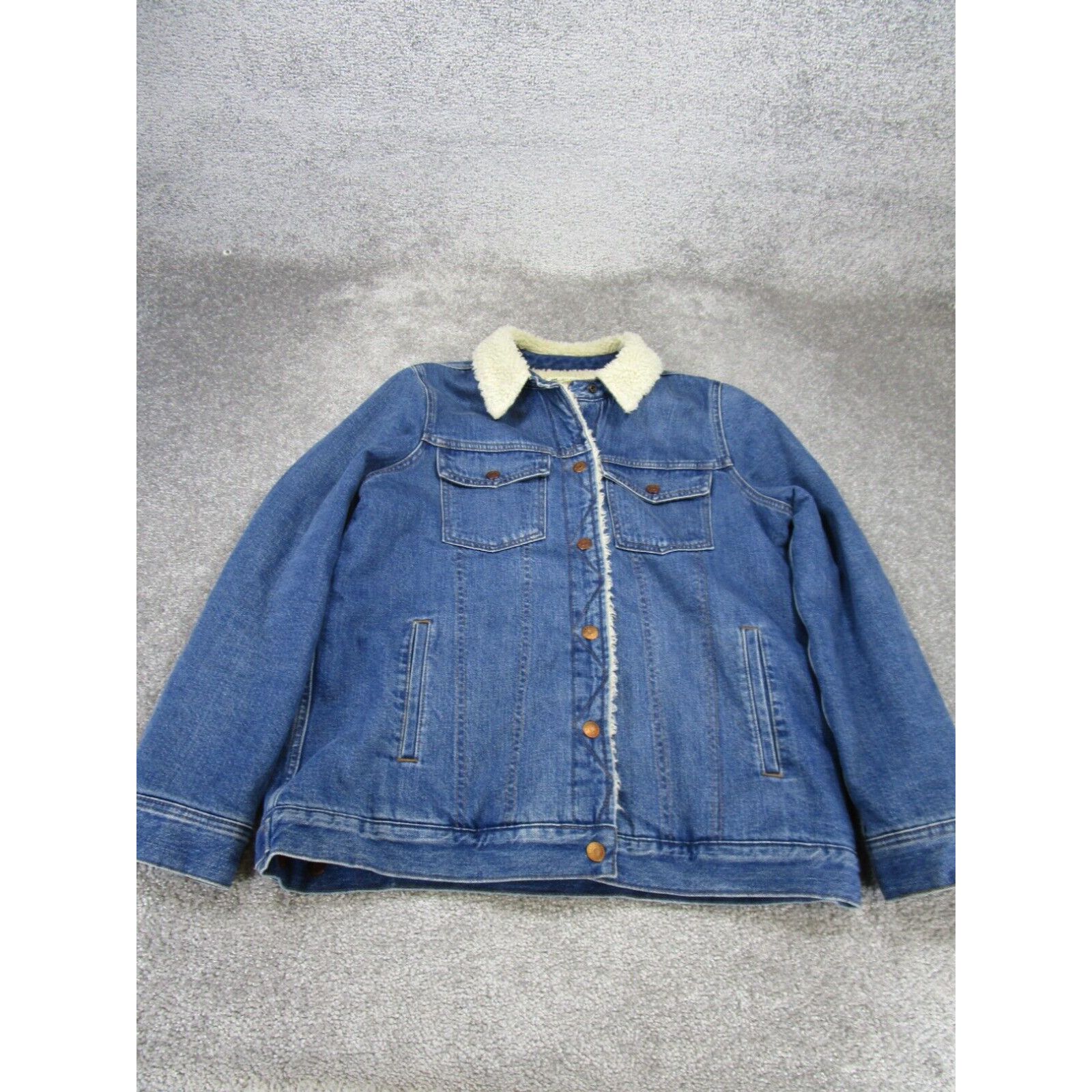 image of Madewell Jacket Womens Medium Oversized Jean Sherpa Lining Blue in White