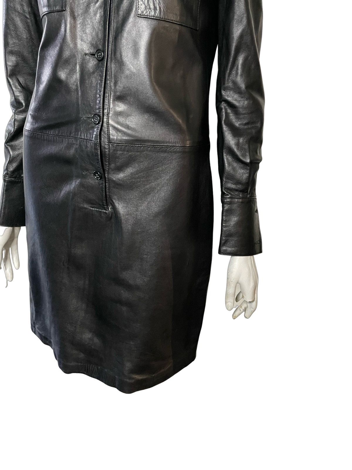 Helmut Lang Helmut Lang 1997 Leather Shirt Dress Size S / US 4 / IT 40 - 5 Thumbnail