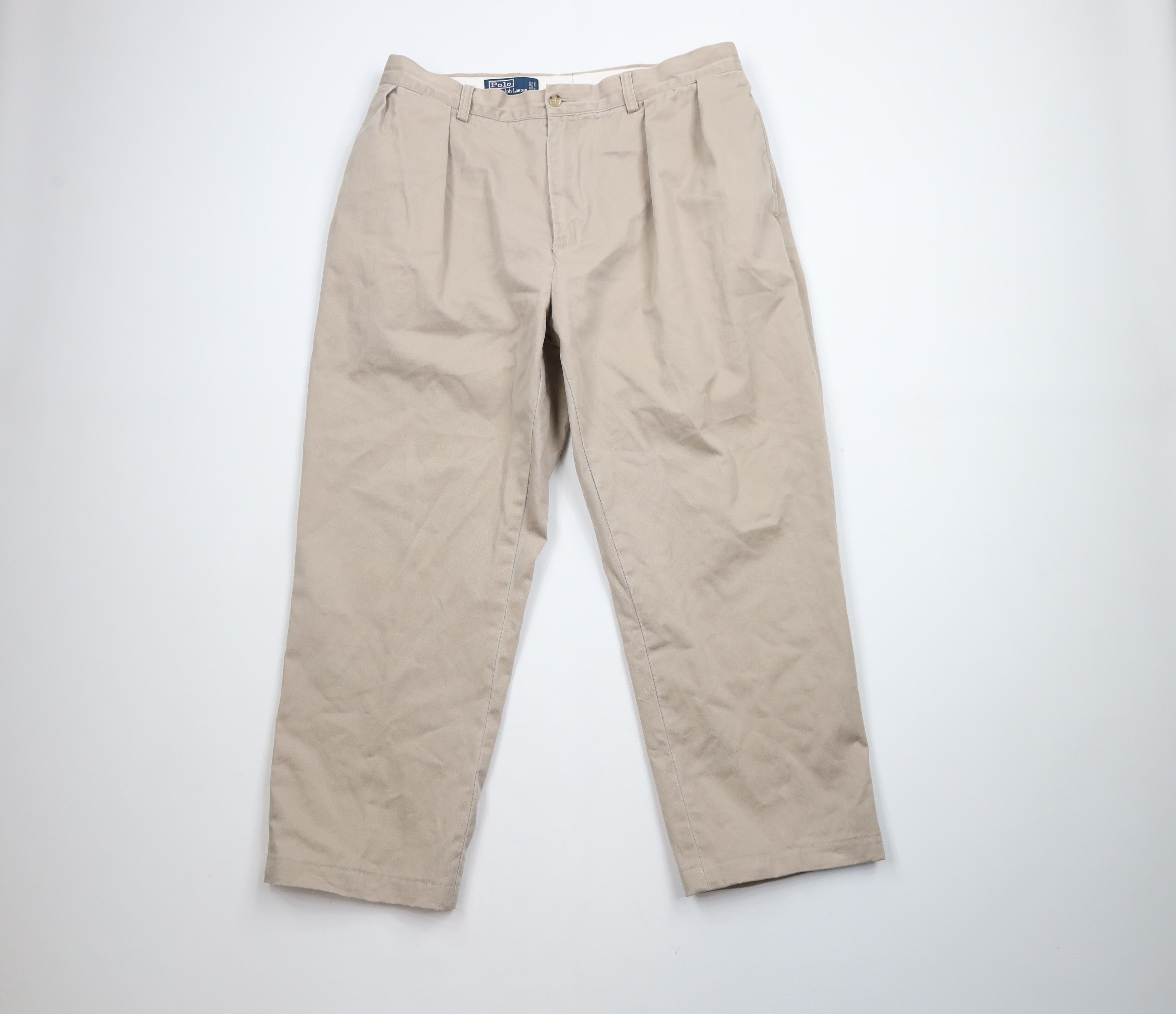 Ralph Lauren × Vintage Vintage 90s Ralph Lauren Wide Leg Chino Pants Beige Cotton Size US 36 / EU 52 - 1 Thumbnail
