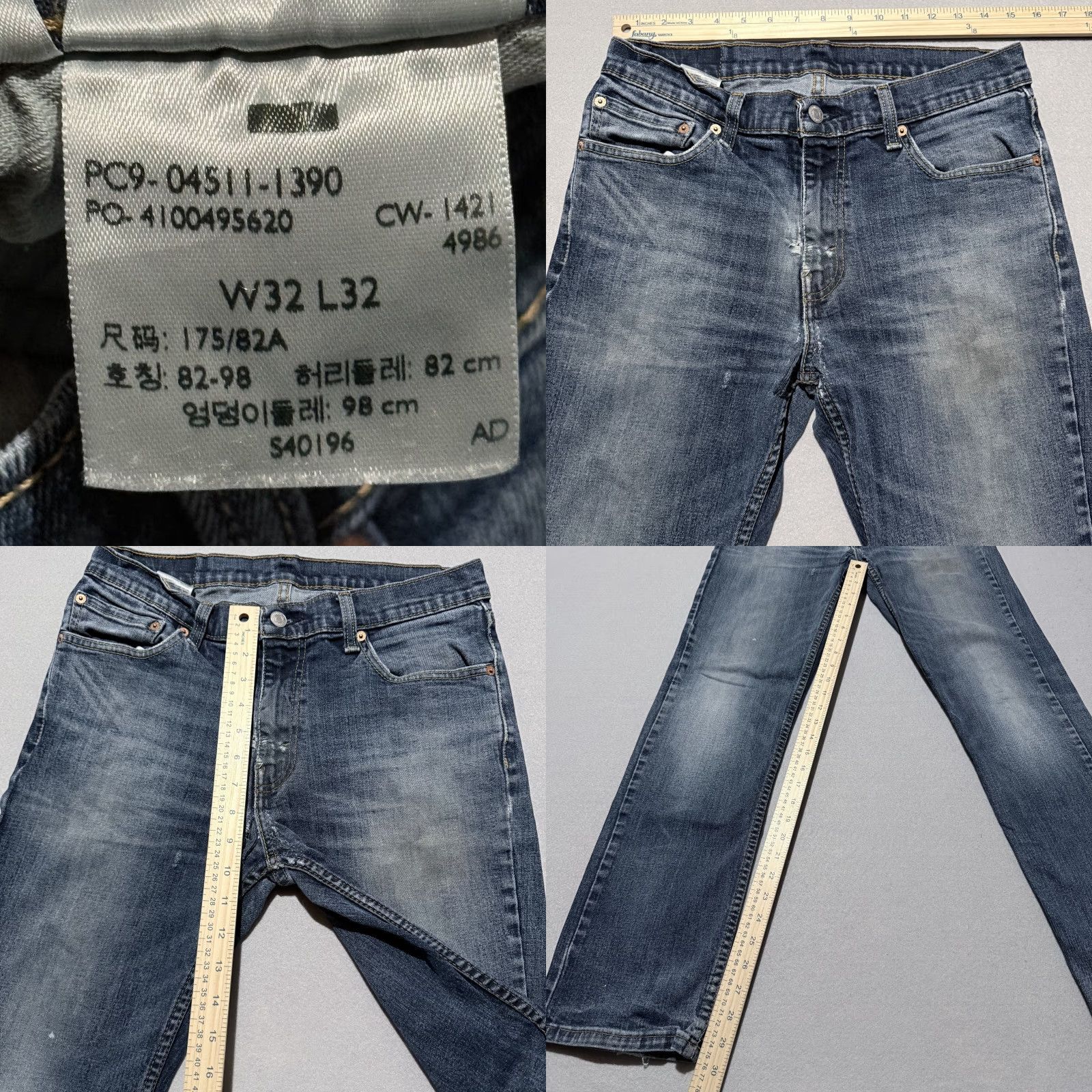 Levi's Levi's 511 Jeans Men's 32x32 Blue Denim Slim Straight Zip Fly - Pockets, Regular, 5-Pocket Design, Blue, Men Size US 32 / EU 48 - 9 Thumbnail