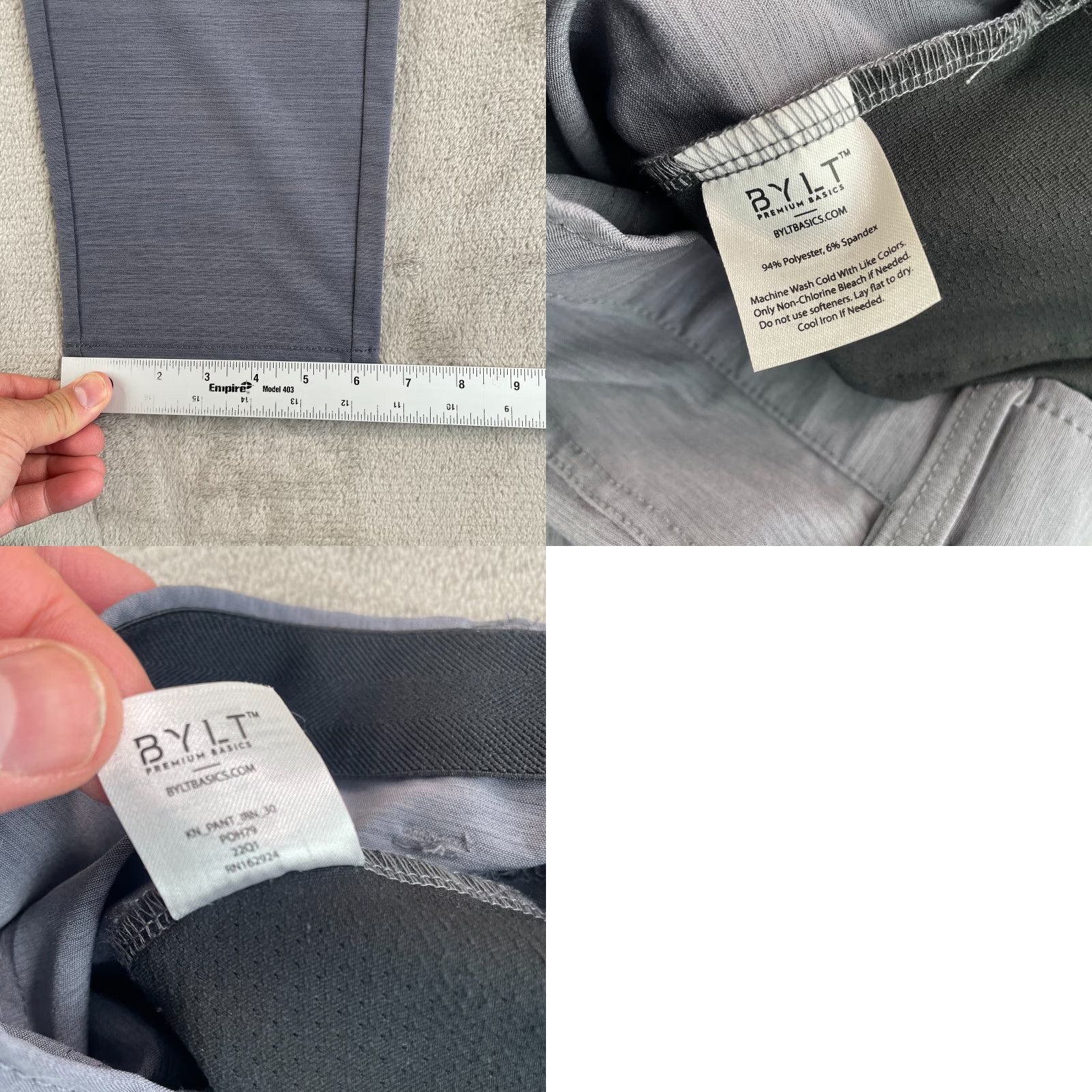 Vintage BYLT Kinetic Pants Men 30x30 Grey Performance Stretch Tapered Golf Tapered Fit Size US 30 / EU 46 - 8 Thumbnail