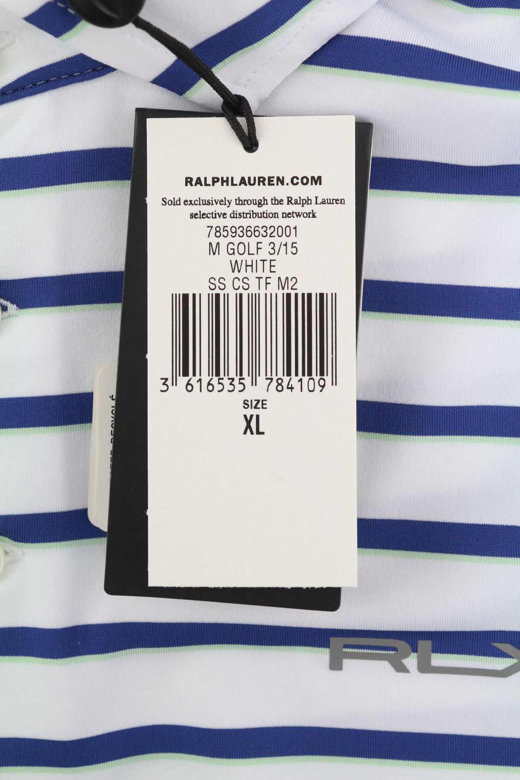 RLX Ralph Lauren GOLF XL White Striped Polo Tee 84553 Size US XL / EU 56 / 4 - 8 Thumbnail