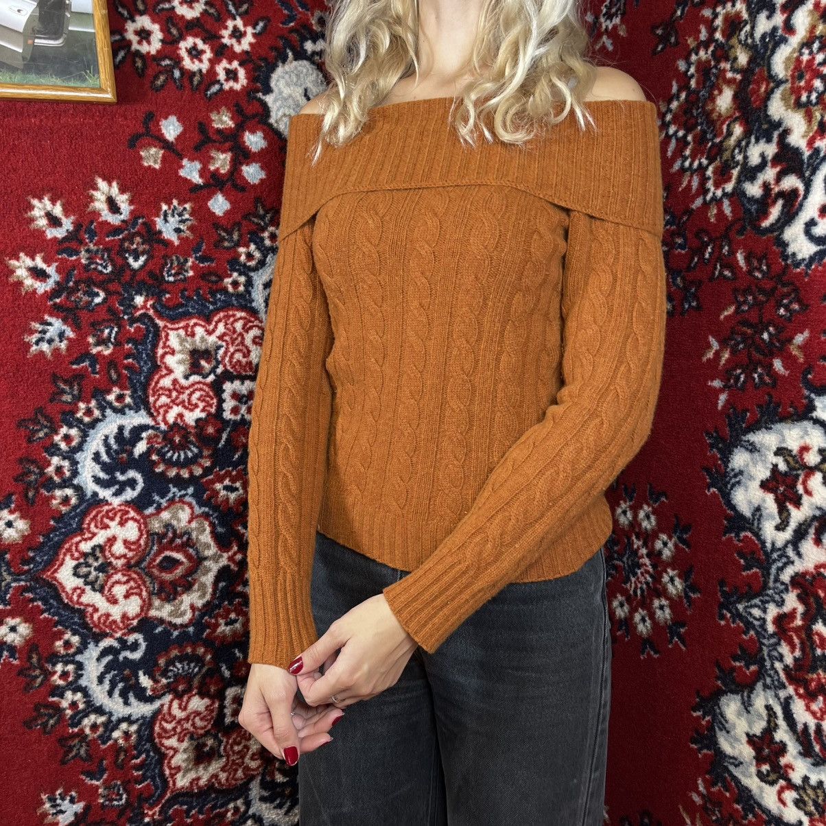 Max Mara Max Mara Orange Wool Cashmere Ribbed Turtleneck Knit Sweater Size S / US 4 / IT 40 - 4 Thumbnail
