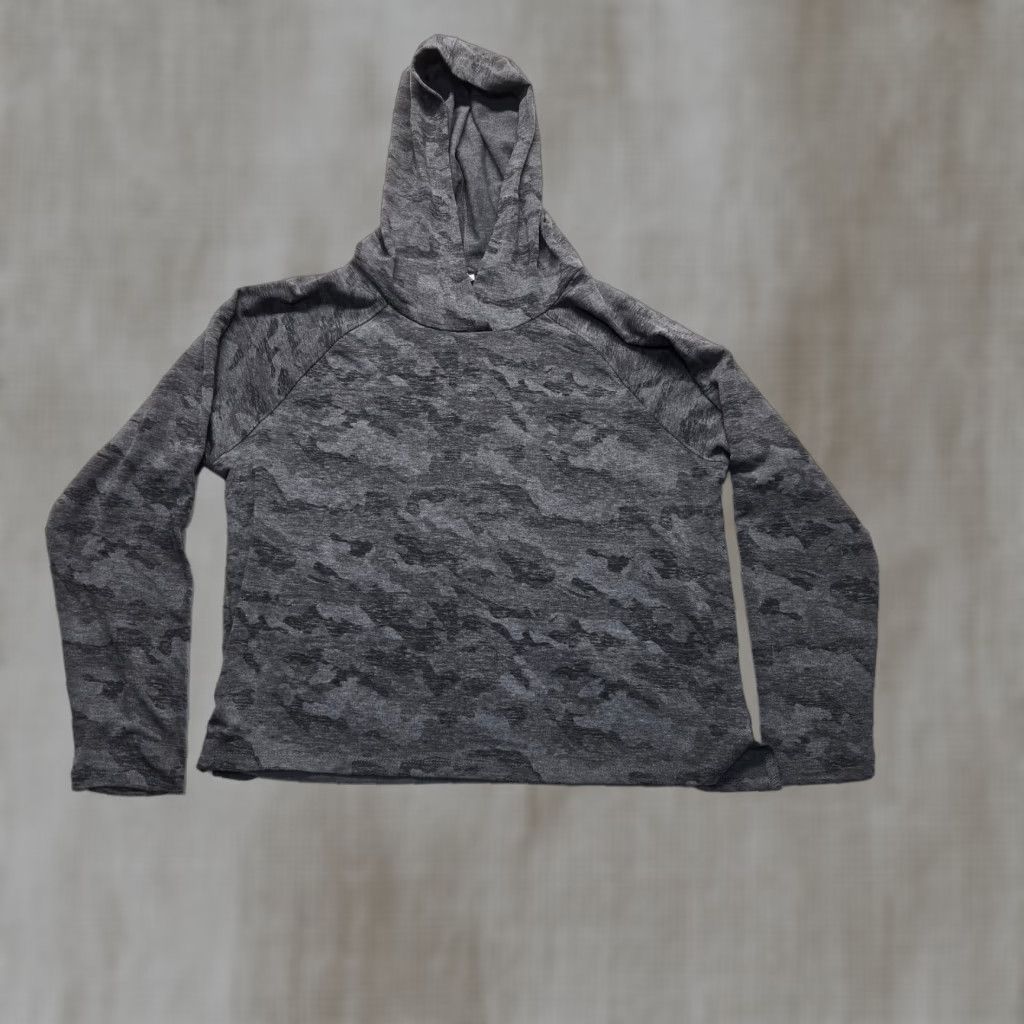 Vintage RBX Sweatshirt Women XL Gray Camo Active Pullover Long Sleeve Round Neck Knit Winter Fall Spring Slim Stretch Hoodie MVP: NEW Size XL / US 12-14 / IT 48-50 - 1 Thumbnail