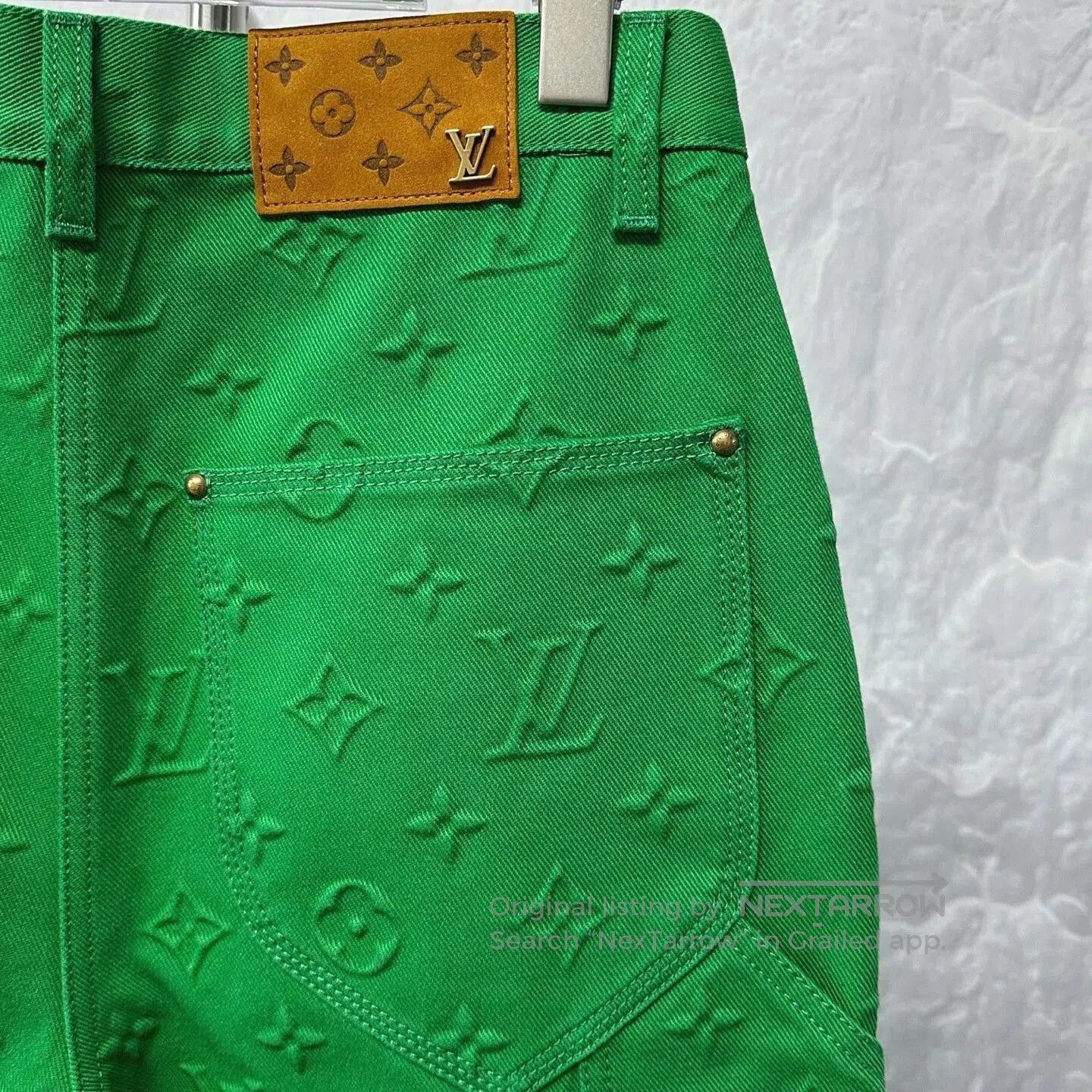Louis Vuitton louis vuitton embossed denim pants in green. Size US 28 / EU 44 - 3 Thumbnail