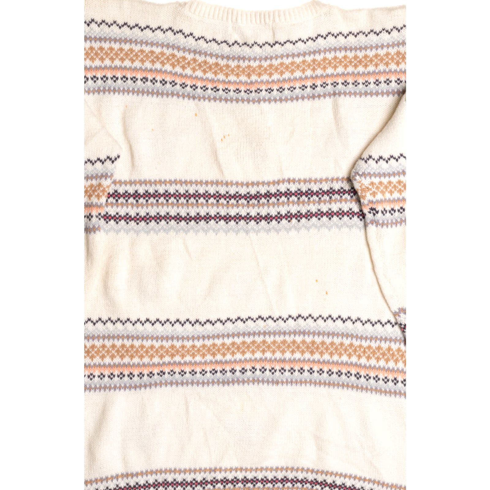 Vintage VINTAGE Milano Fair Isle Sweater Medium White Floral Pattern 1017 Ramie / Cotton Dense Knit Mens Women Girls Boys Size M / US 6-8 / IT 42-44 - 3 Thumbnail