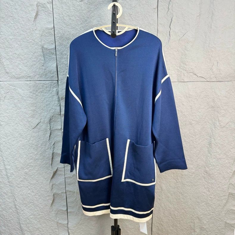 Hermes Blue Knit Long Coat - dmc