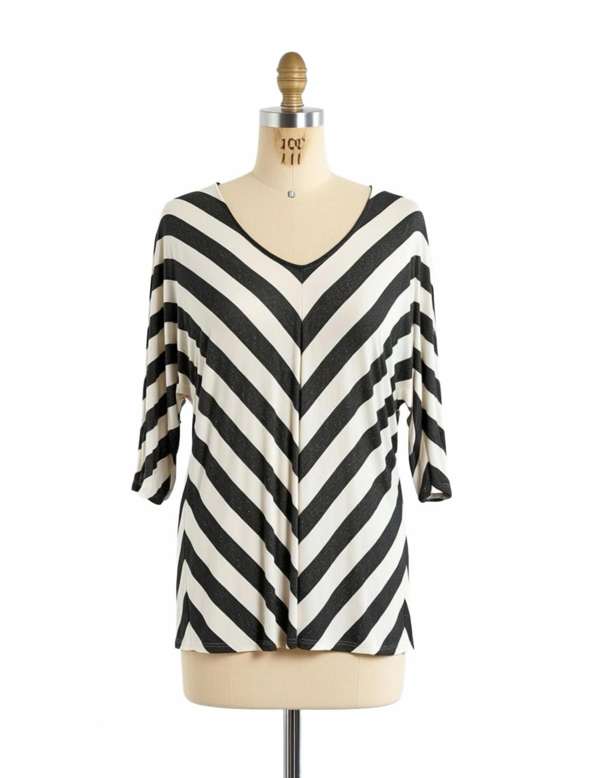 Other White House Black Market Striped V-Neck Top Size L Size L / US 10 / IT 46 - 1 Thumbnail