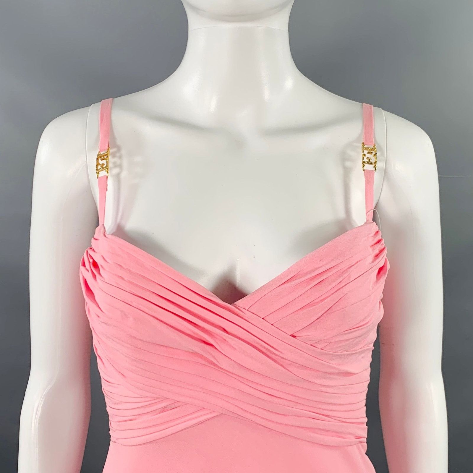 Escada Size 2 Pink Gold Silk Ruched Layered Evening Gown Size XS / US 0-2 / IT 36-38 - 2 Thumbnail