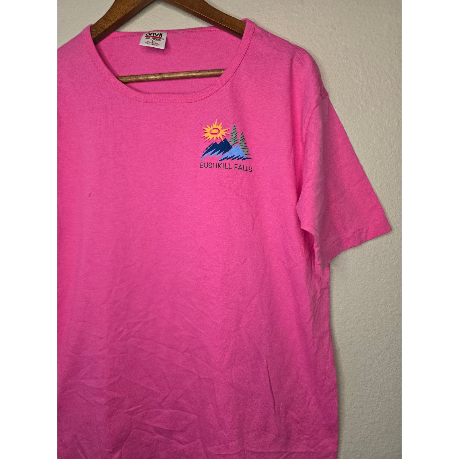 Anvil × Vintage Vintage Bushkill Falls Pennsylvania Boat Neck L Pink Tee Size L / US 10 / IT 46 - 3 Thumbnail
