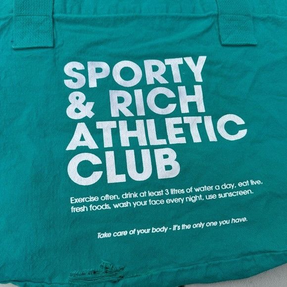 Sporty & Rich SPORTY & RICH ATHLETIC CLUB TEAL TOTE BAG Size ONE SIZE - 4 Thumbnail