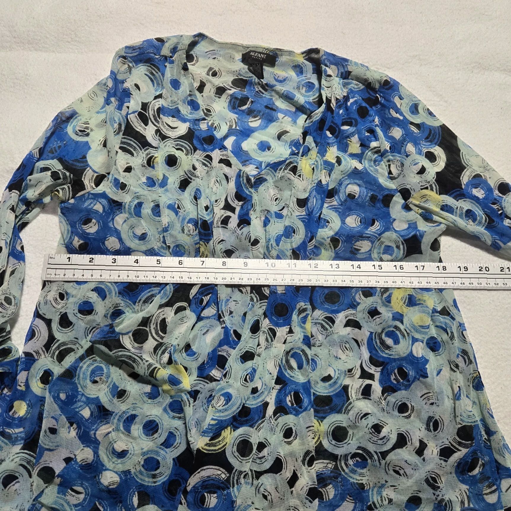 Alfani Alfani Shirt Adult Women's Petite Blue 3/4 Sleeve Pullover Top Blouse Sheer Womens Size XL / US 12-14 / IT 48-50 - 6 Thumbnail