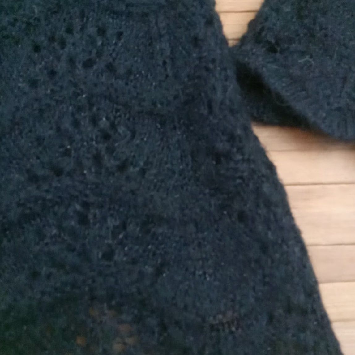 VINTAGE Alicia Overby Mohair Wool Nylon Blend Sweater Fits Small Womens S Black Pullover Knit 90s